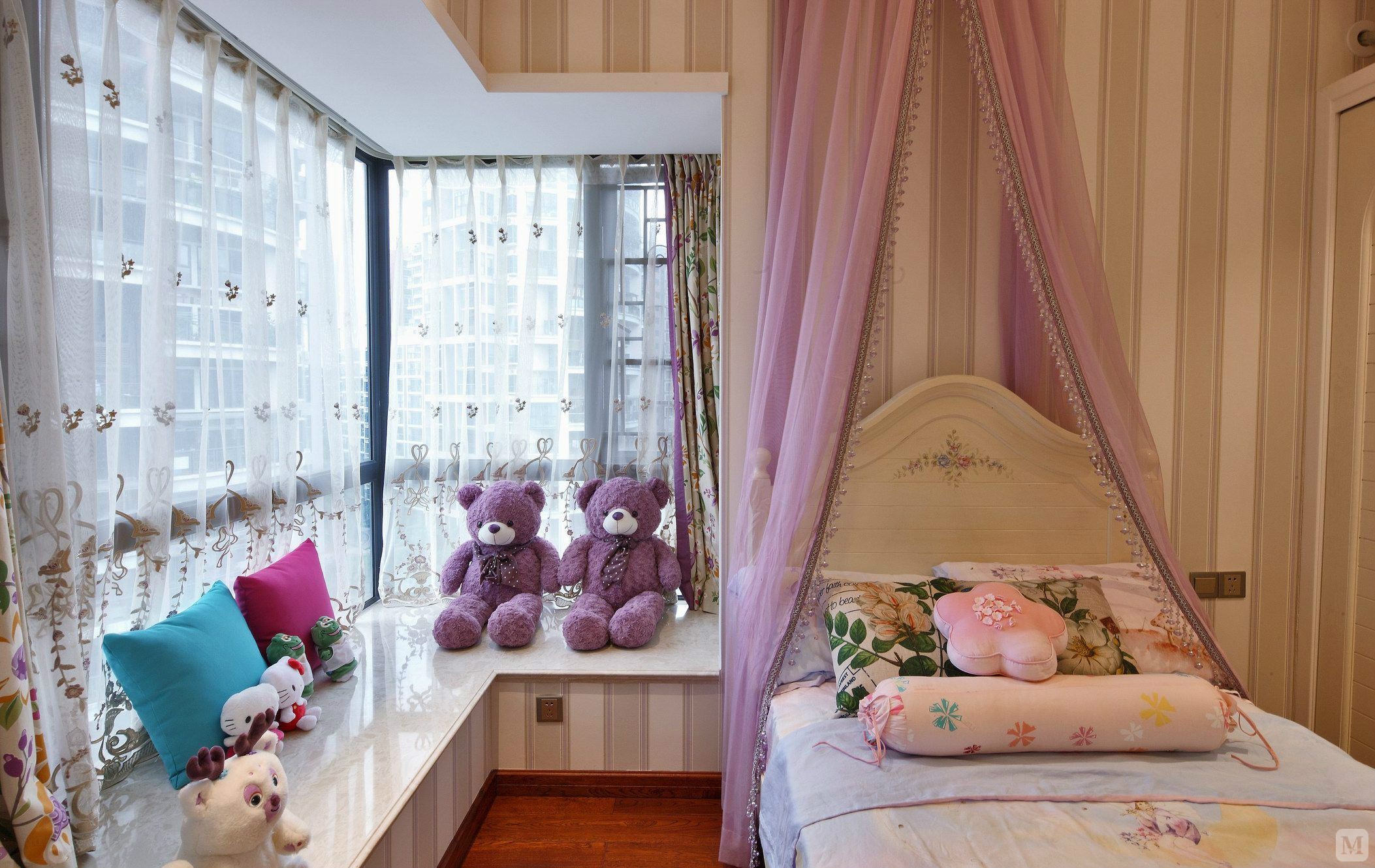 中式儿童房窗帘装修效果图