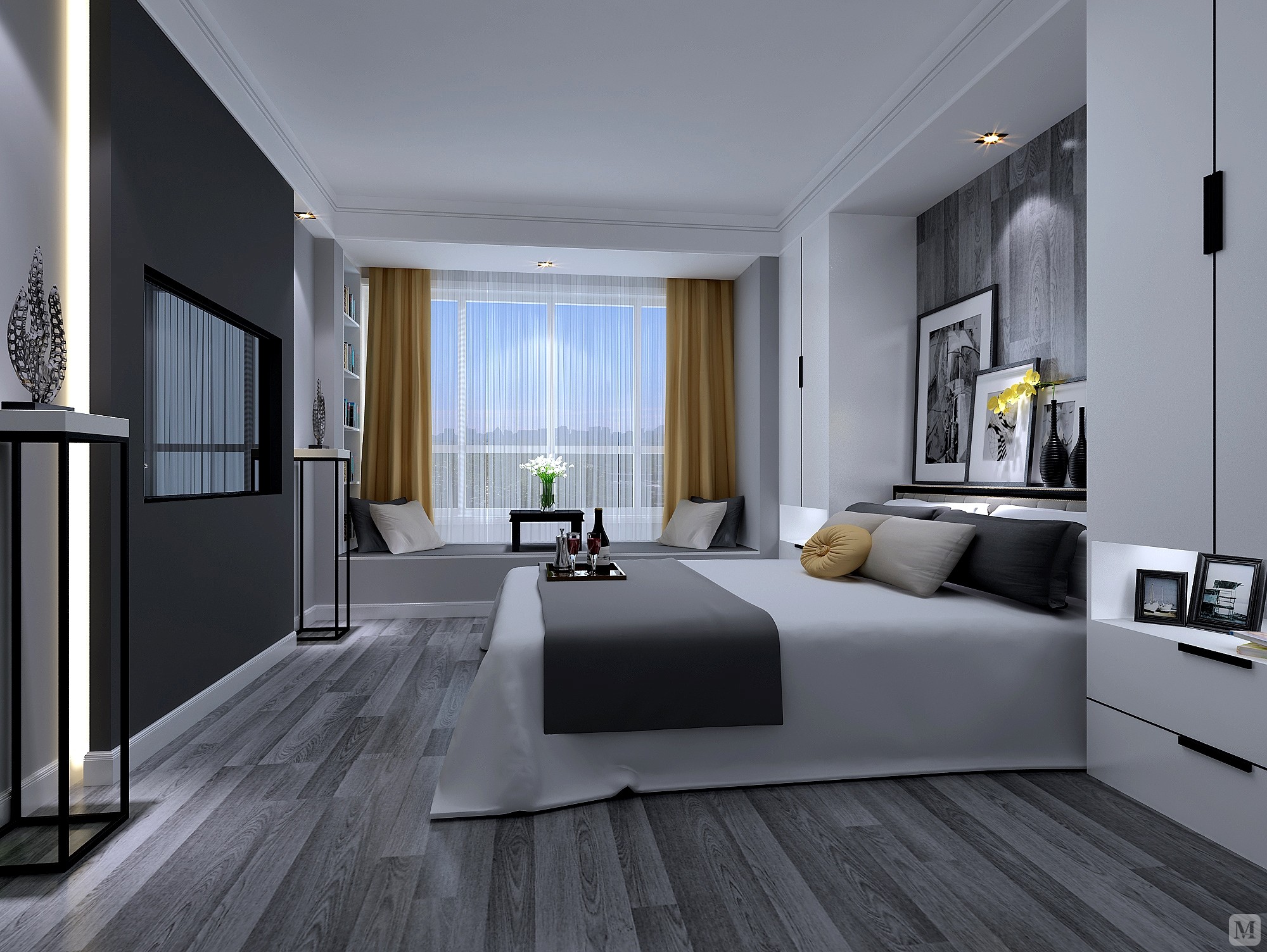 9万170㎡简约三房装修黑白灰空间-纯.情-红星美凯龙家装效果图