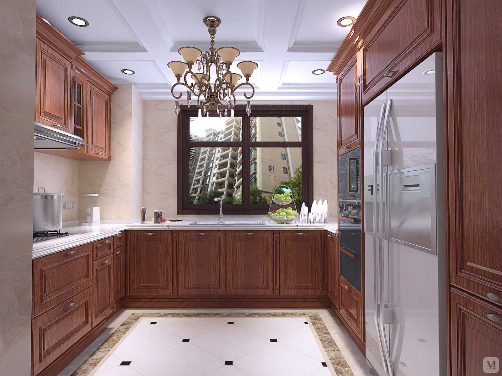 中式厨房吊顶装修效果图-红星美凯龙家装效果图