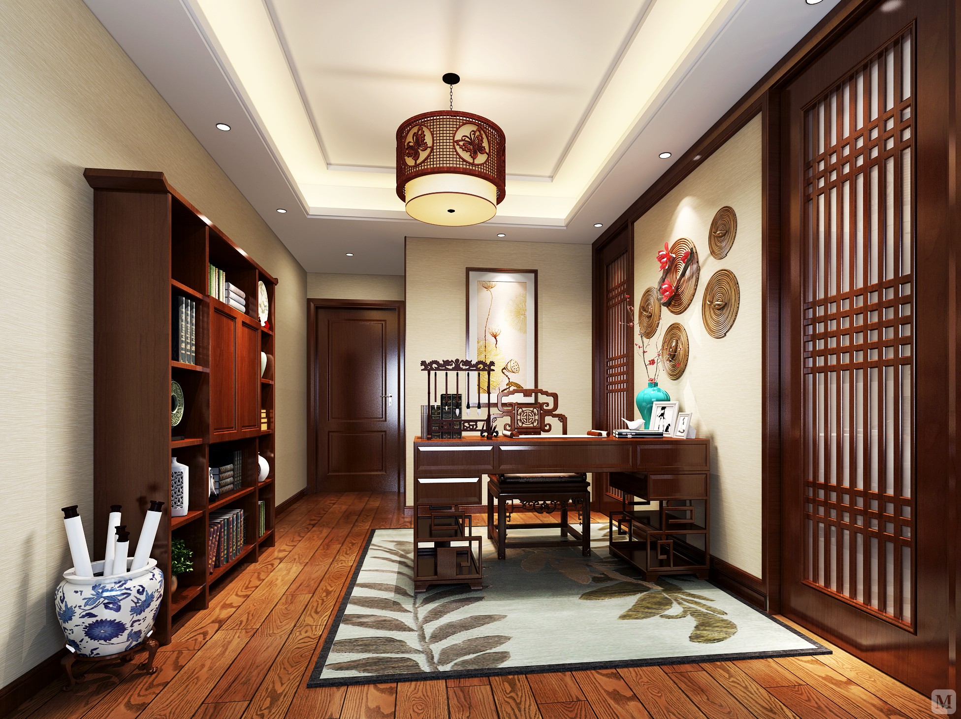 新古典书房吊顶装修效果图