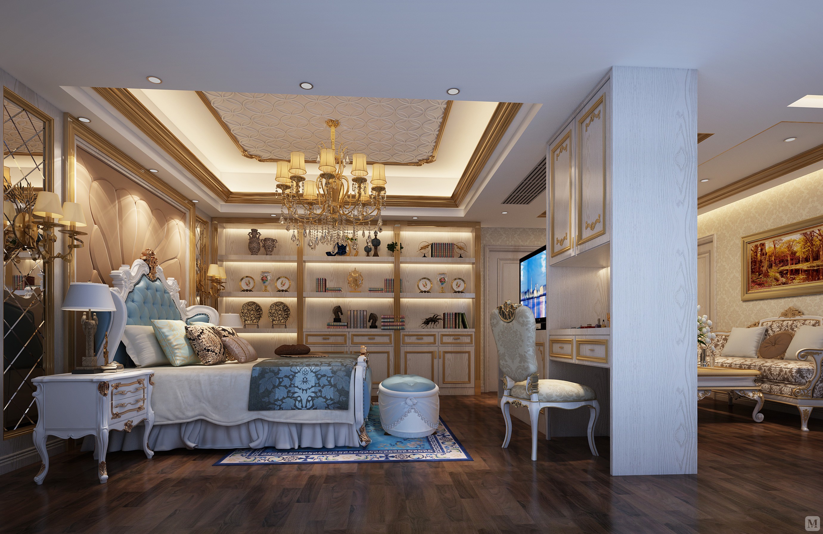 111.6万520㎡简欧别墅装修欧式简欧金碧辉煌