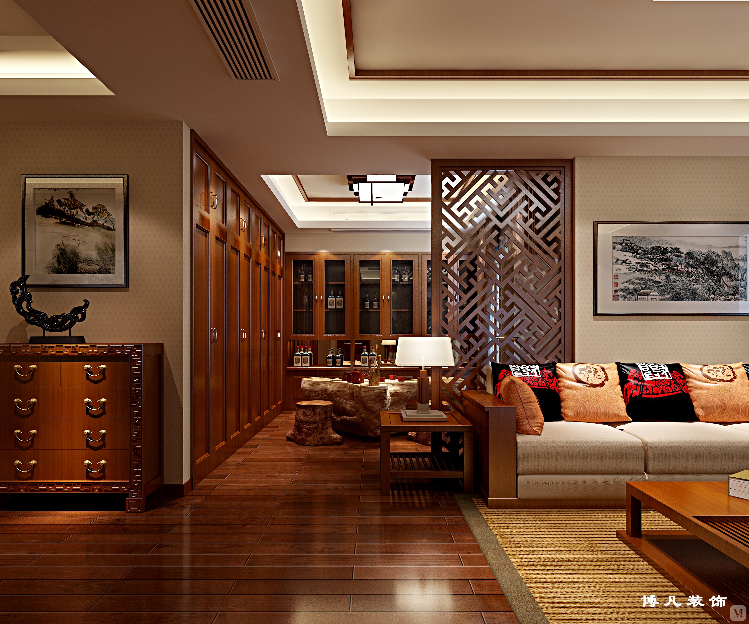 8万285㎡中式四房装修绿城.御园案例实景