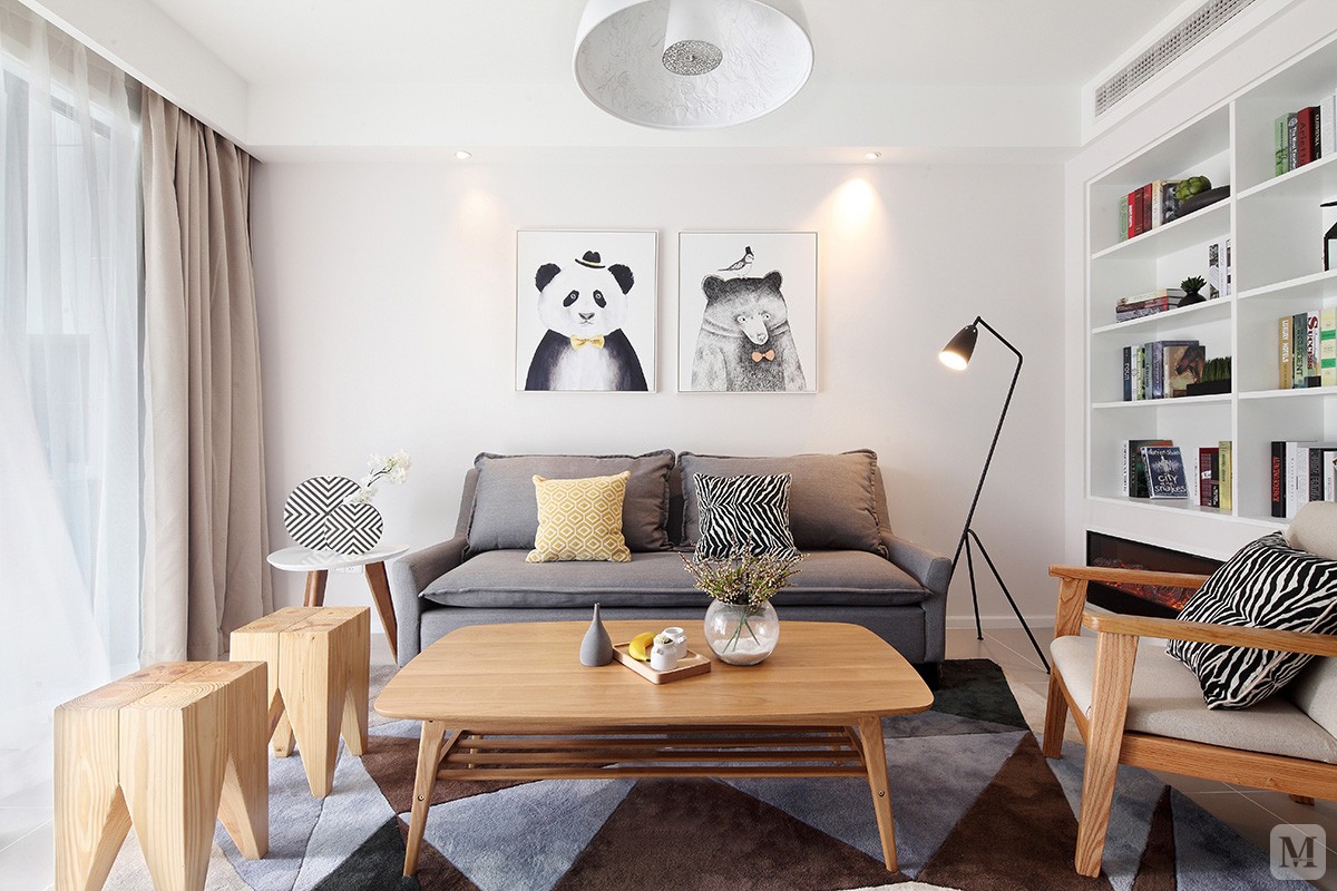 简欧客厅背景墙装修效果图