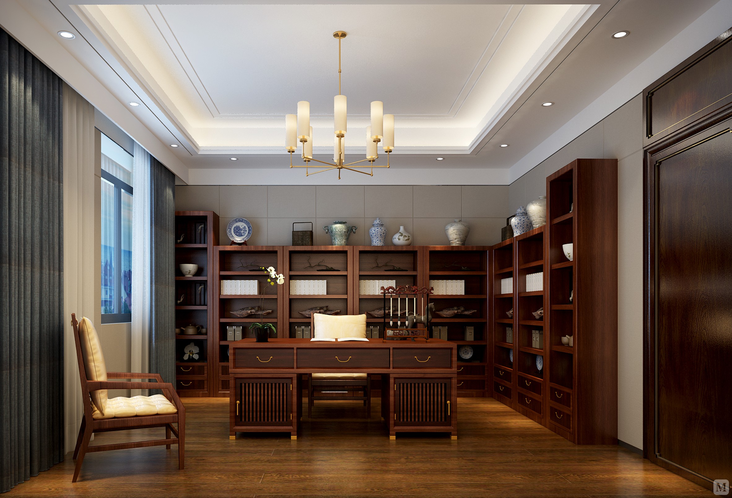 9万310㎡中式复式装修国泰润园—中式风格