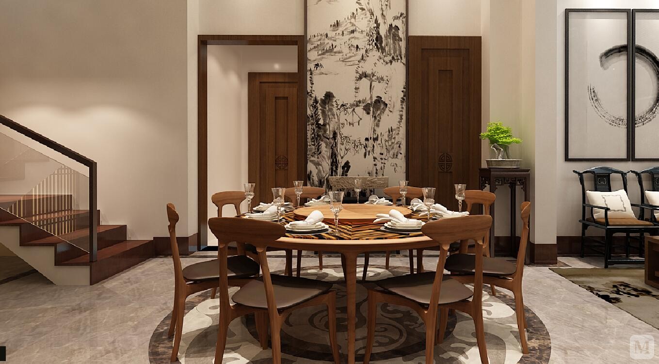 中式餐厅背景墙装修效果图