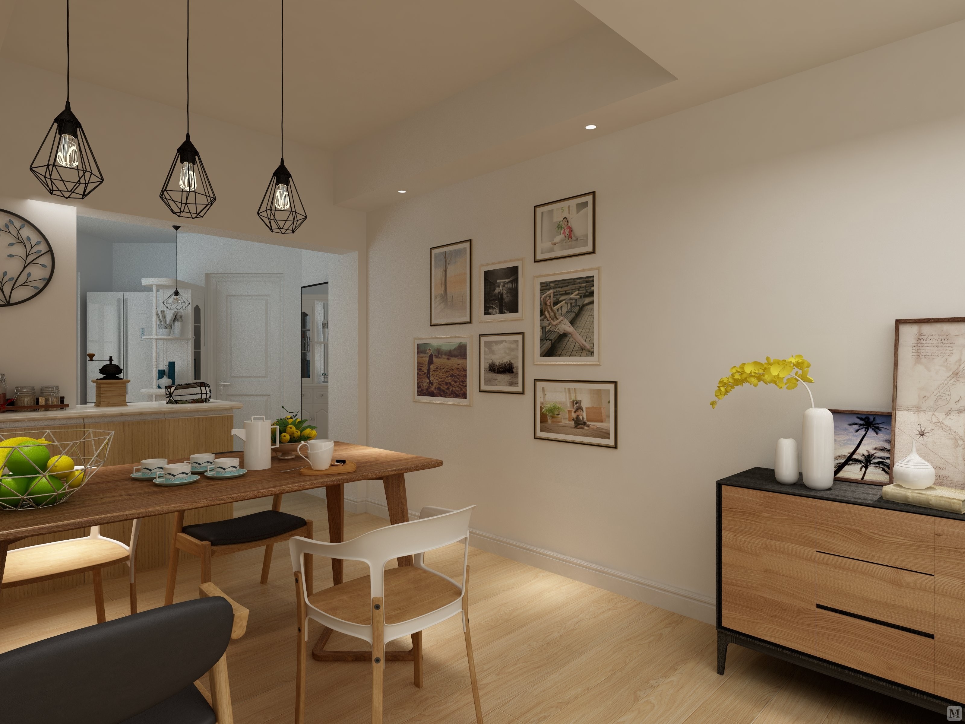 简约餐厅背景墙装修效果图