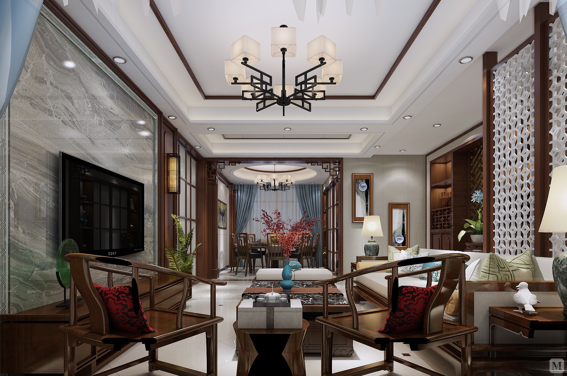 中式风格要点:中国风的构成主要体现在传统家具(多为明清家具为主)