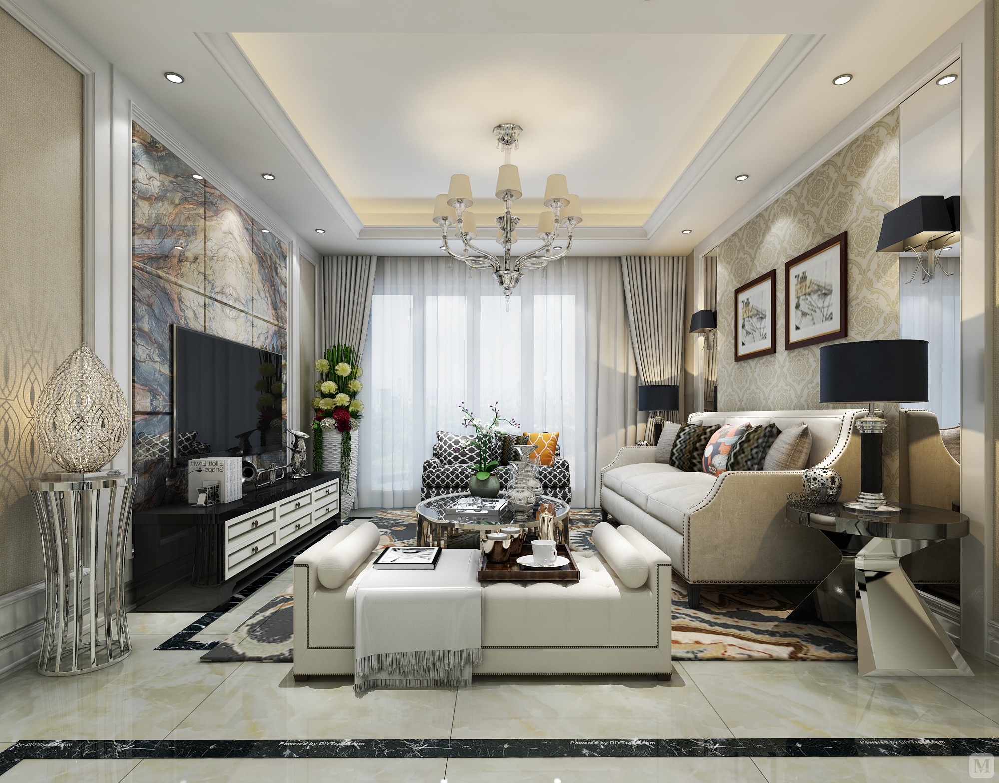 9万130㎡简欧四房装修小隐隐于野的简欧