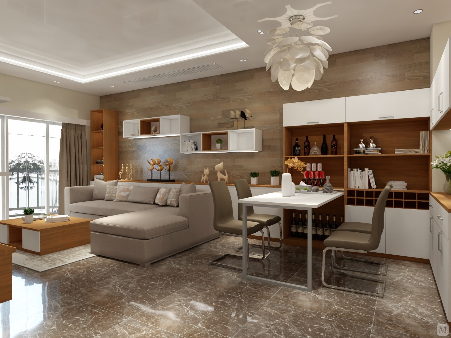 6万125㎡简约三房装修金域华府高层设计