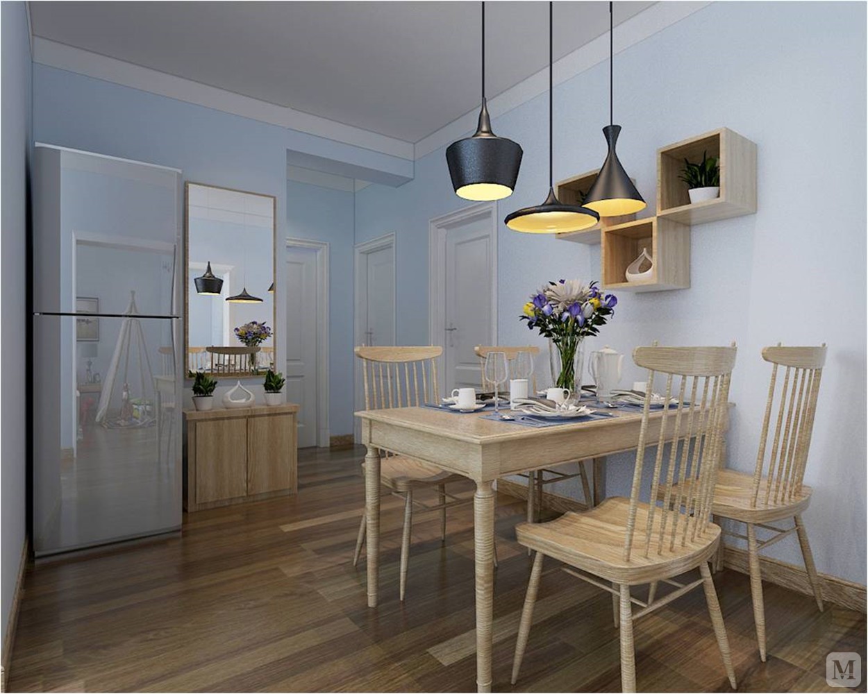 本案例业主是对年轻夫妇,考虑孩子上学,买了现在的房子,原有户型过道