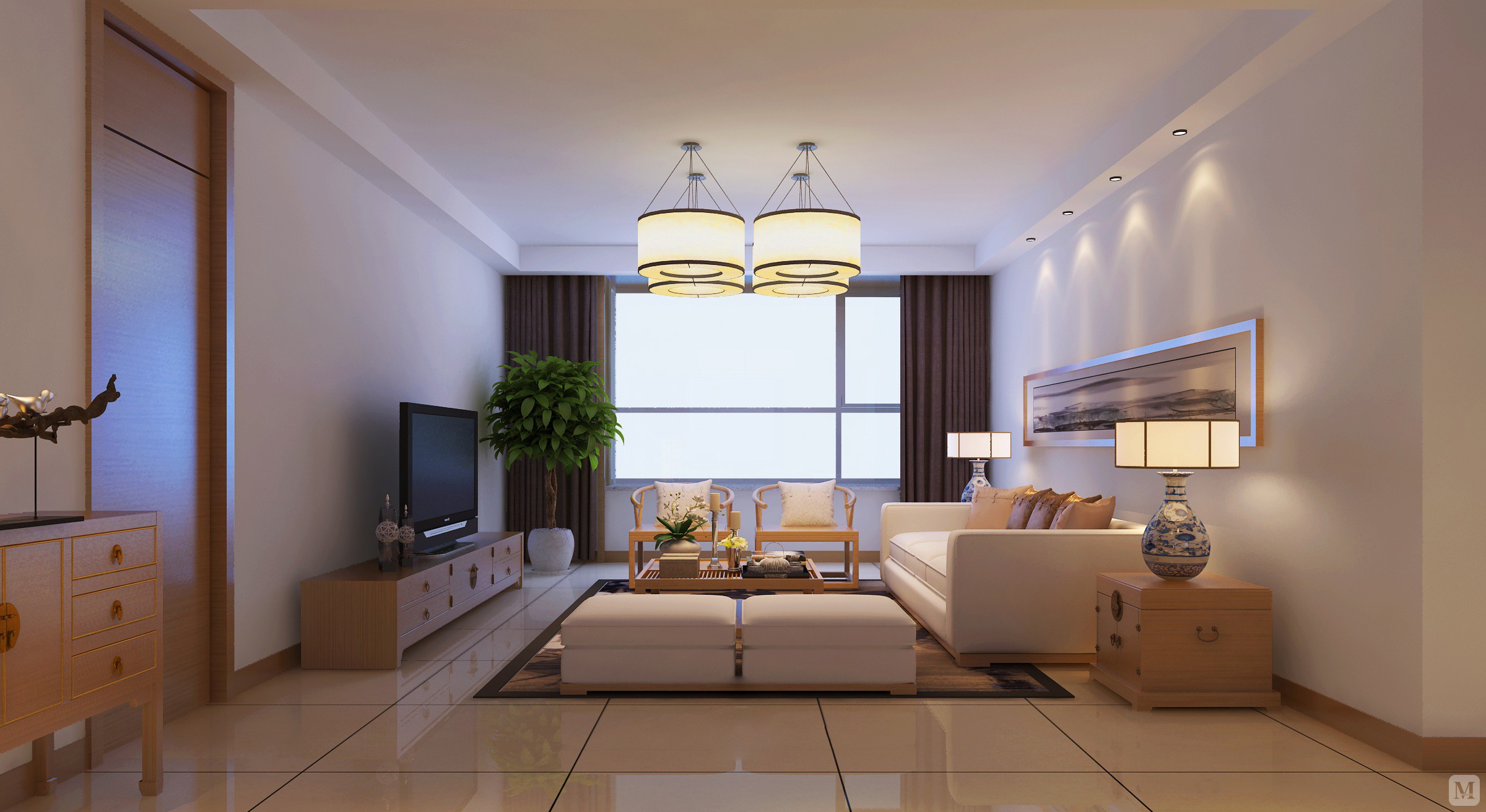 9万140㎡中式三房装修泰州华润国际中式-红星美凯龙家装效果图