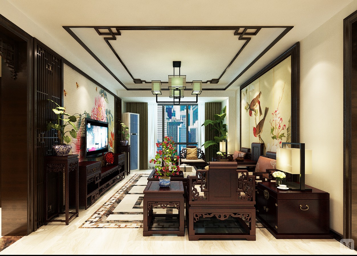 0万160㎡中式三房装修天籁中园 新中式风格