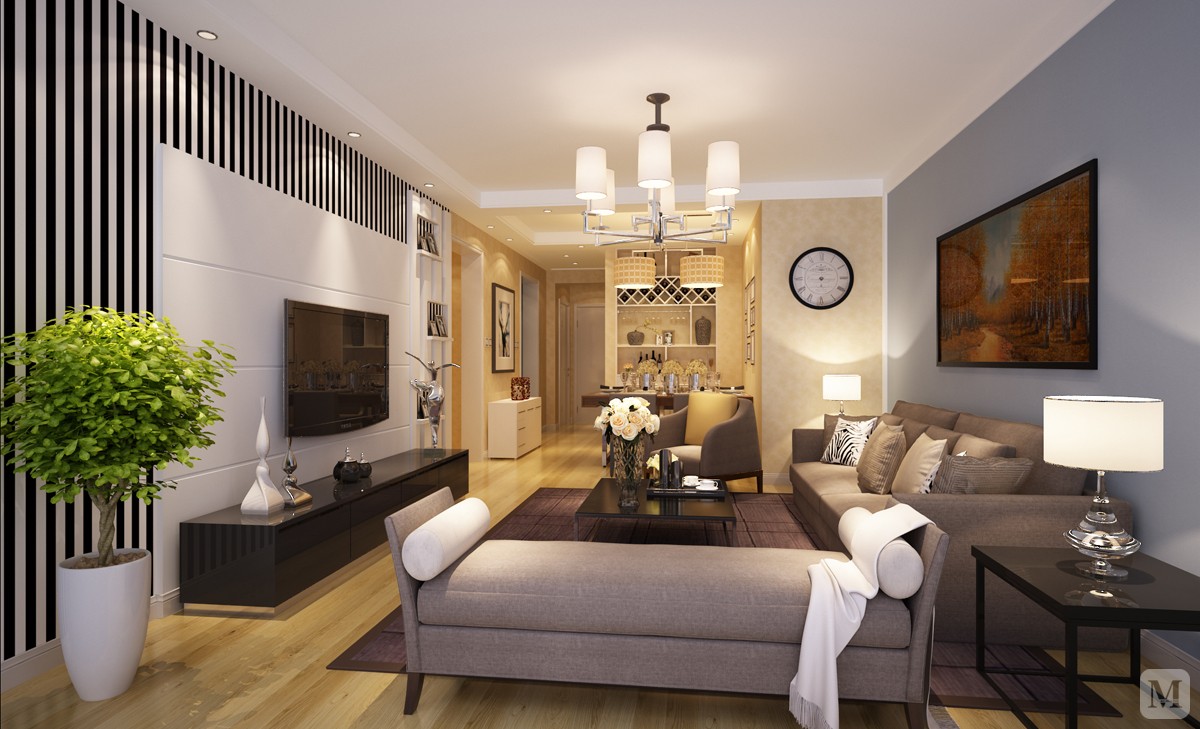 4万107㎡简约三房装修万科现代风格设计-红星美凯龙家装效果图