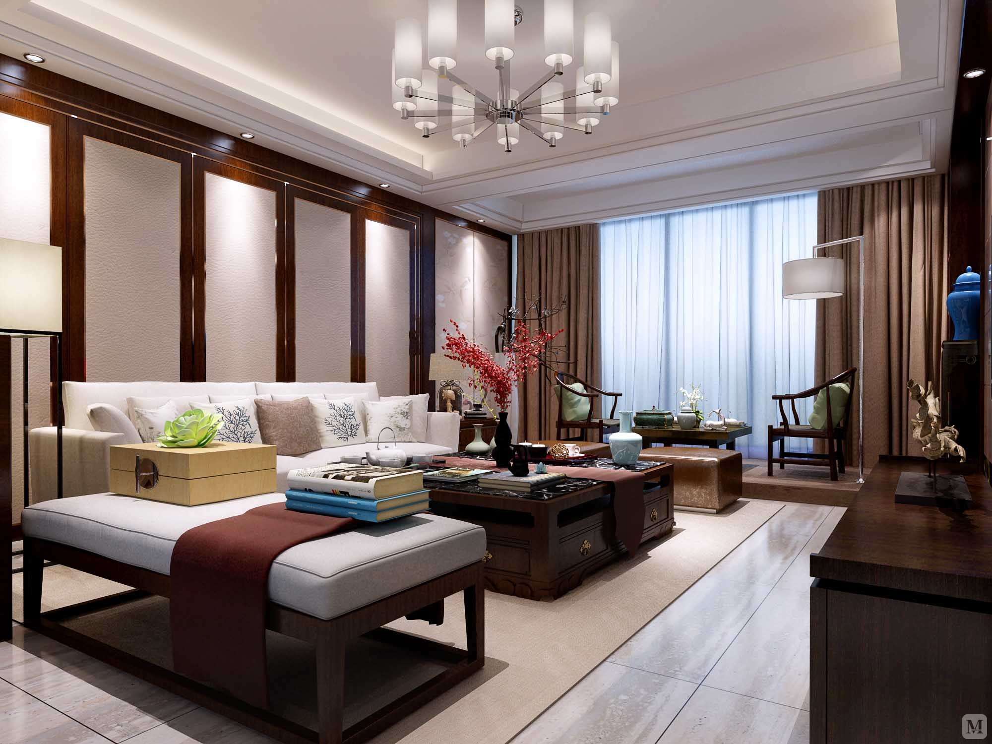 4万133㎡中式三房装修启鸿假日城市 中式-红星美凯龙家装效果图