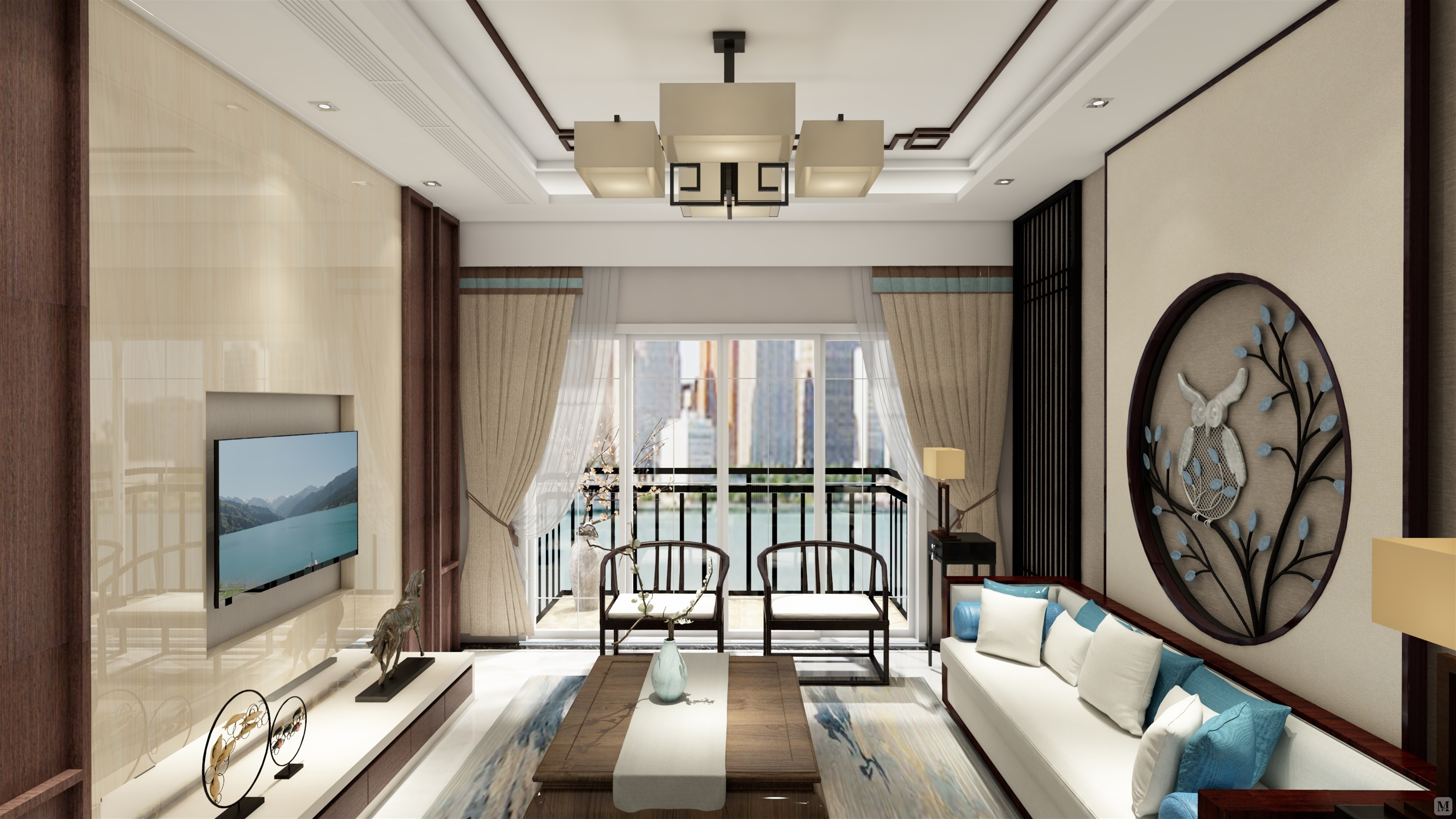 0万102㎡中式三房装修骏欧龙盘中式风格-红星美凯龙家装效果图