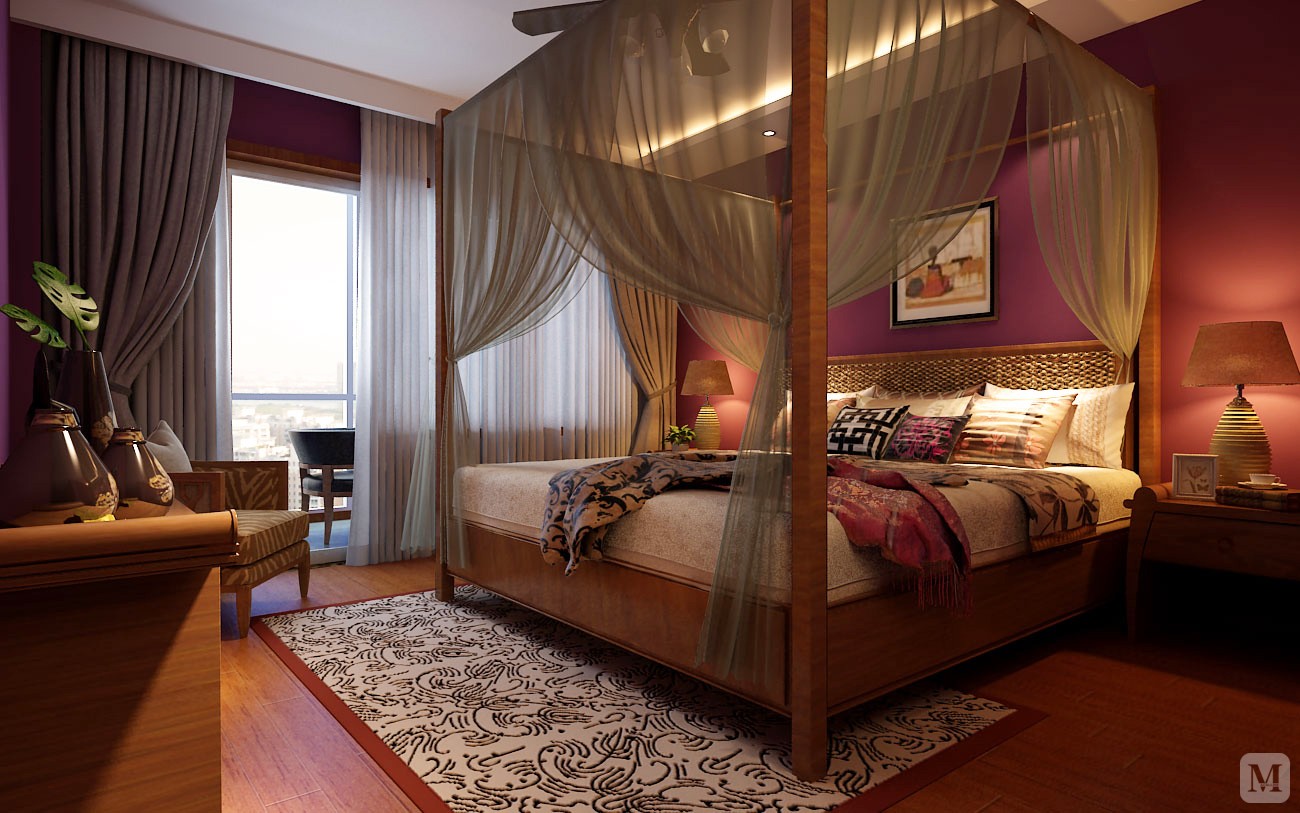 8万73㎡东南亚二房装修金色漫香林东南亚风格案例