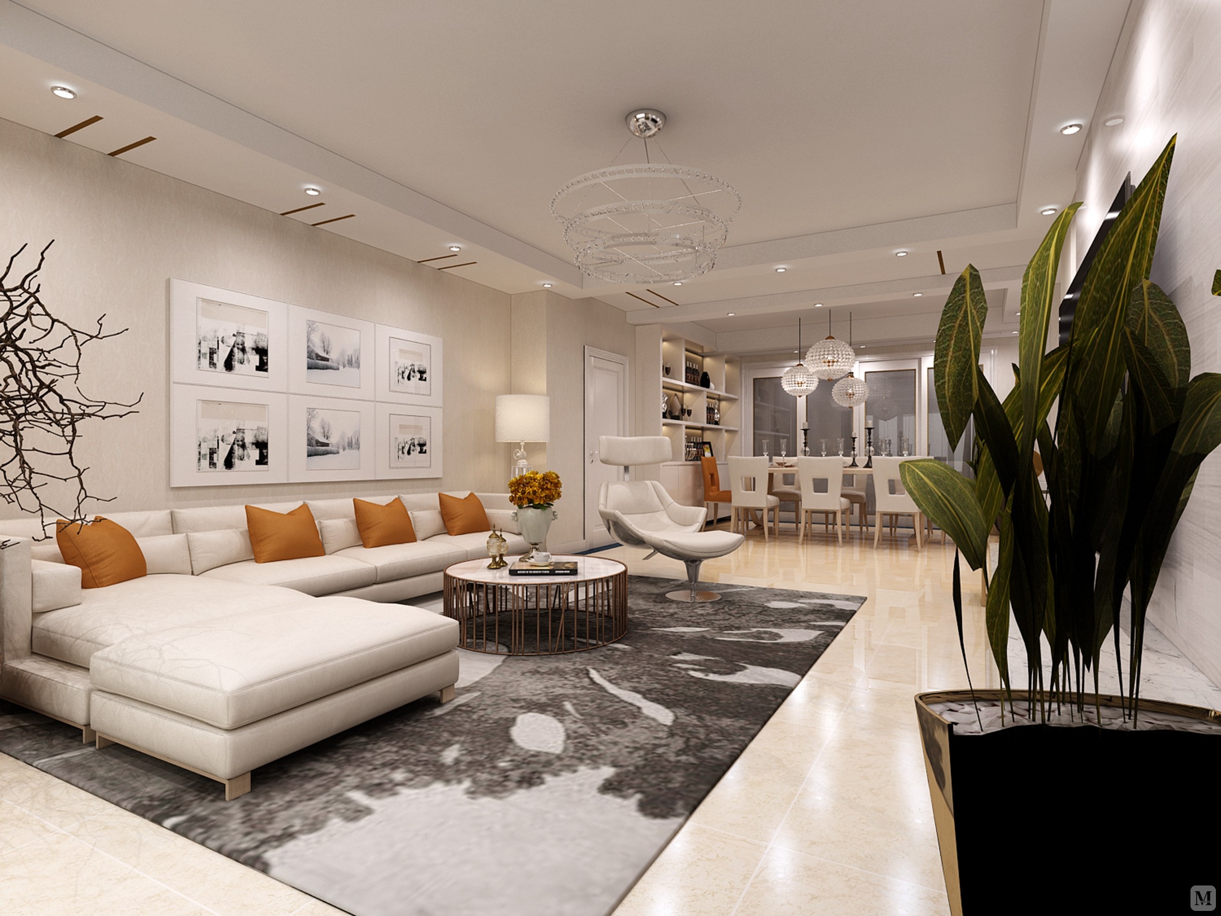 7万103㎡简约二房装修103平全包简约北欧风-红星美凯龙家装效果图