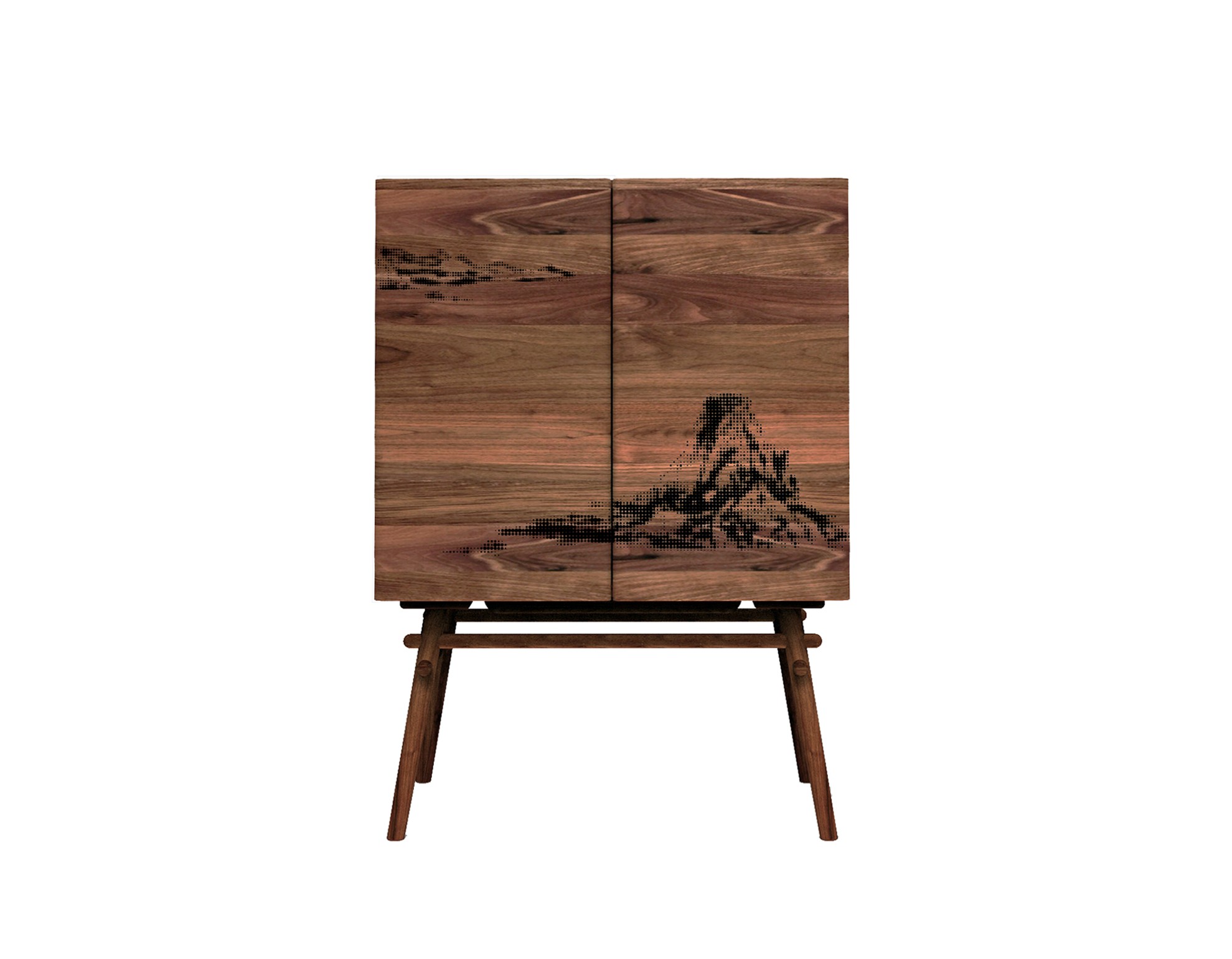 多少moreless 【见南山】两门柜 现代中式,实木柜 黑胡桃系列 r05