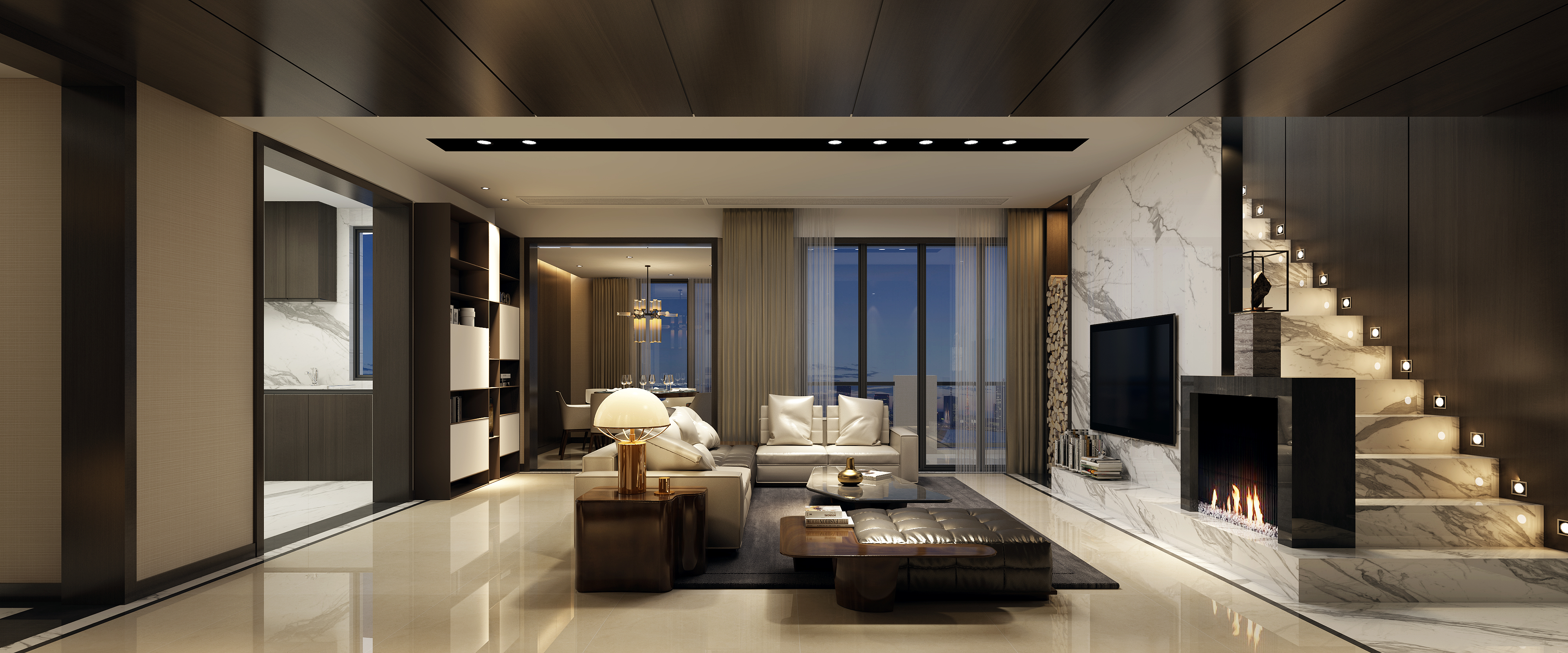 现代港式风的大复式复式简约装修案例-红星美凯龙设计机构案例网