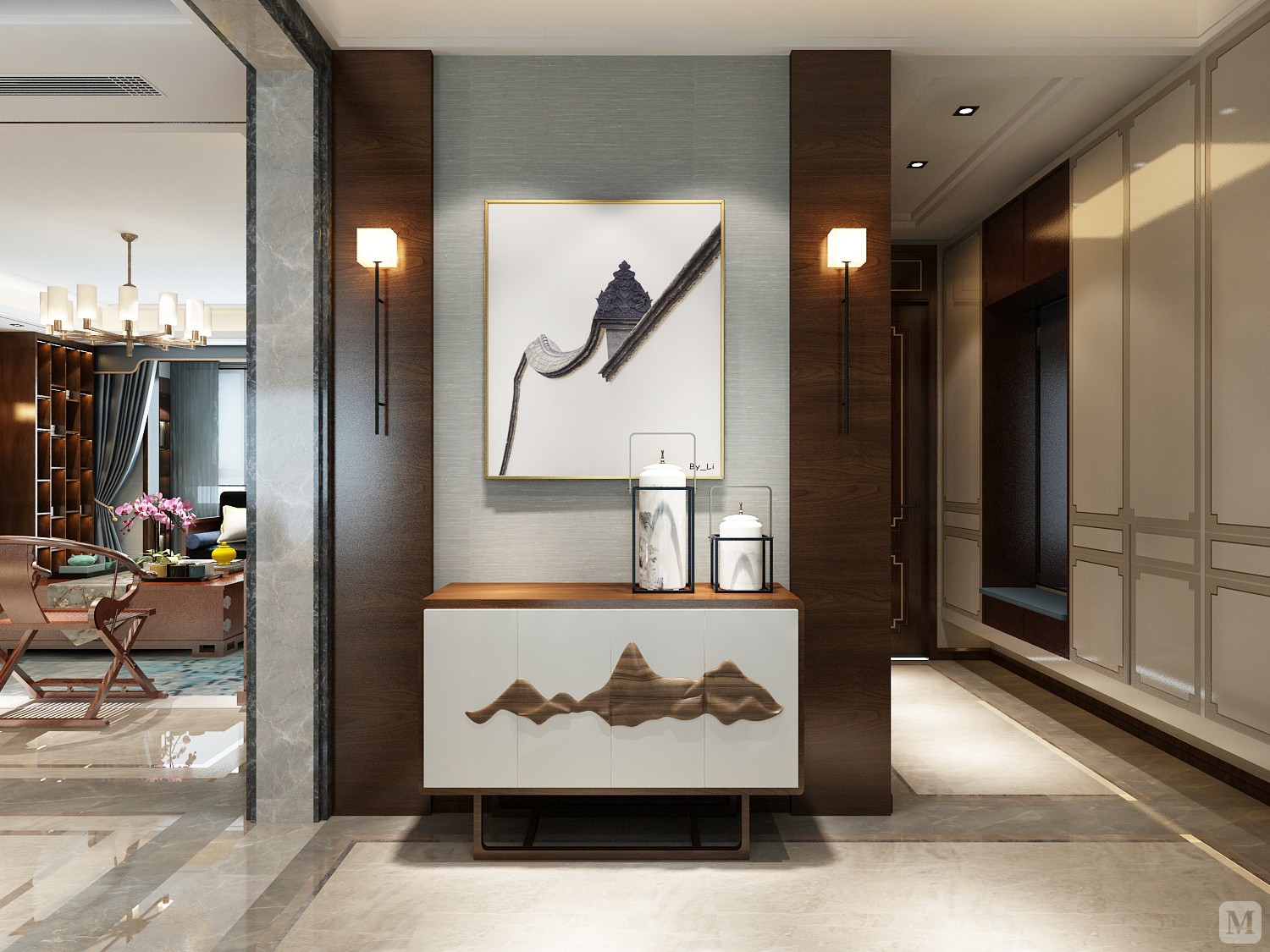 中式玄关装修效果图