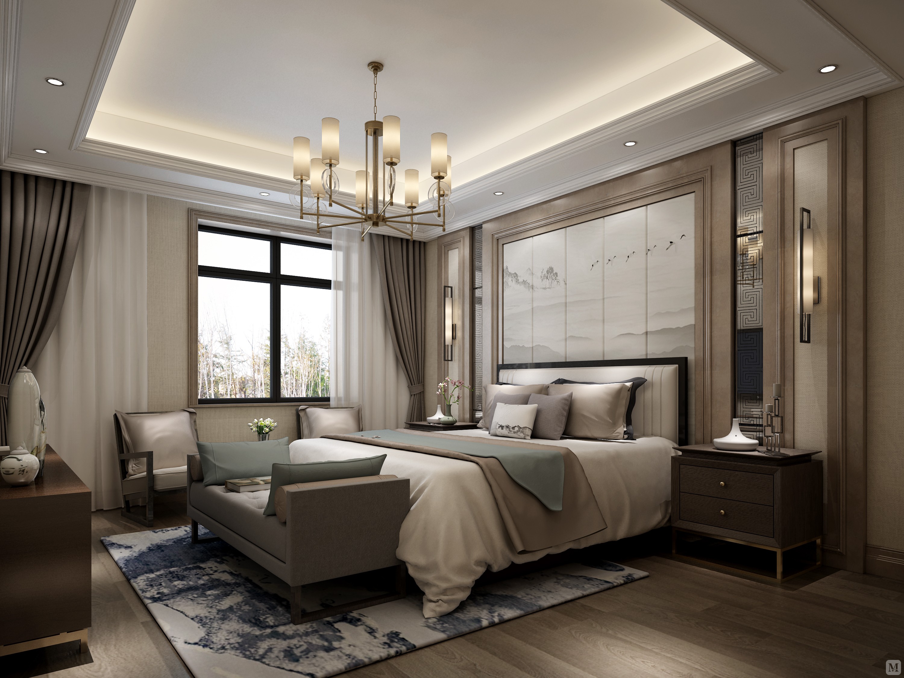 7万265㎡中式复式装修香樟园265m05-新中式-红星美凯龙家装效果图