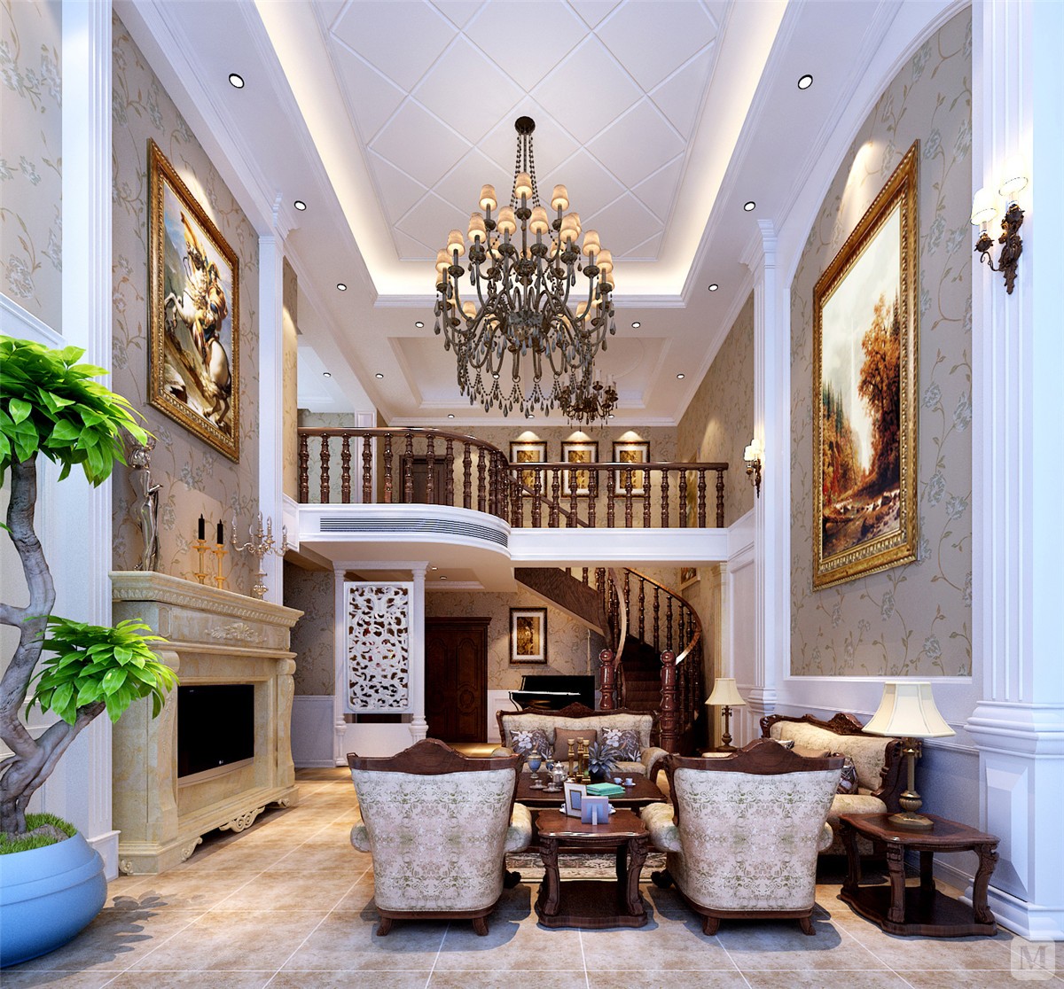 53.6万250㎡简欧复式装修海晟维多利亚楼中楼