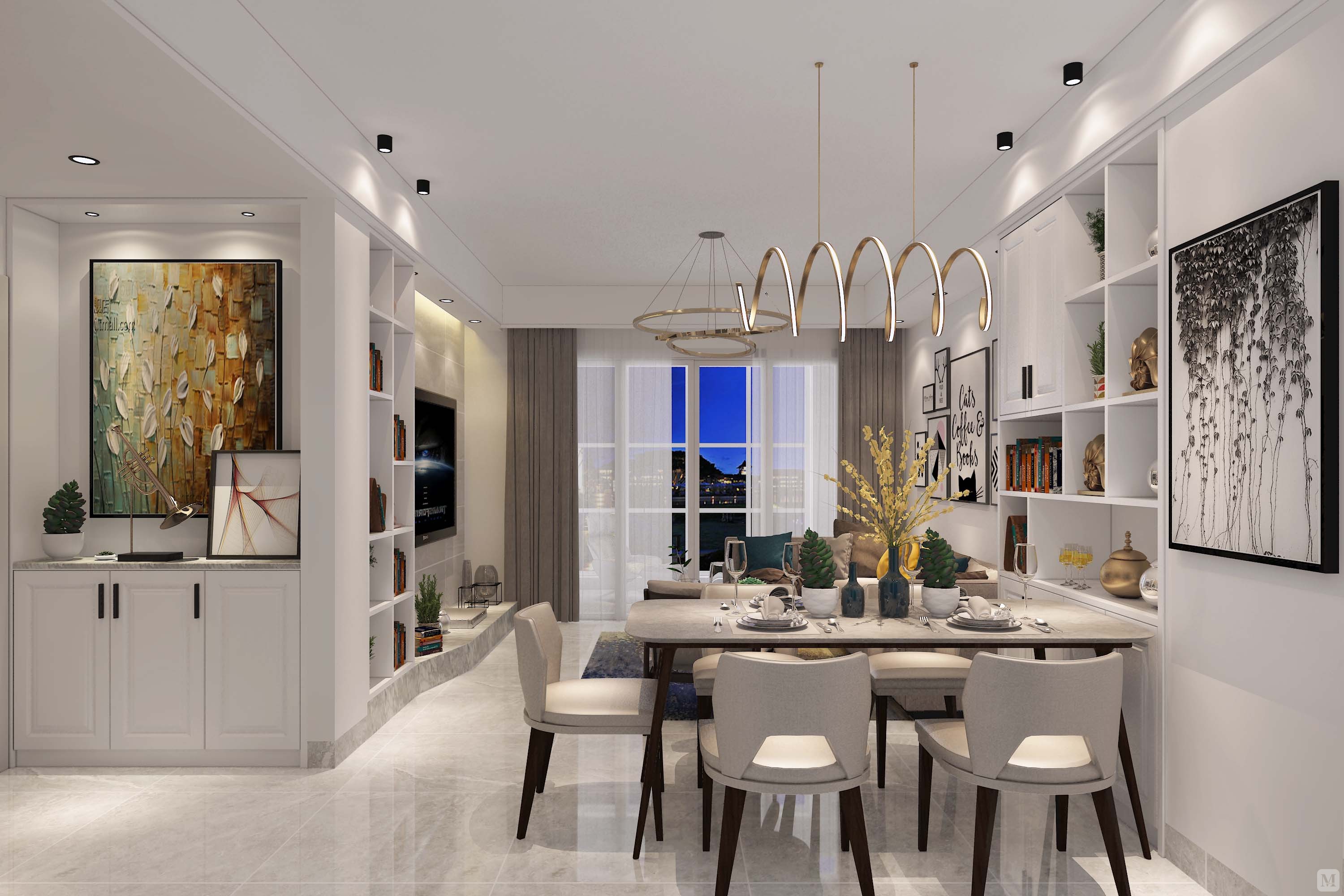 8万120㎡简约二房装修北欧风格设计