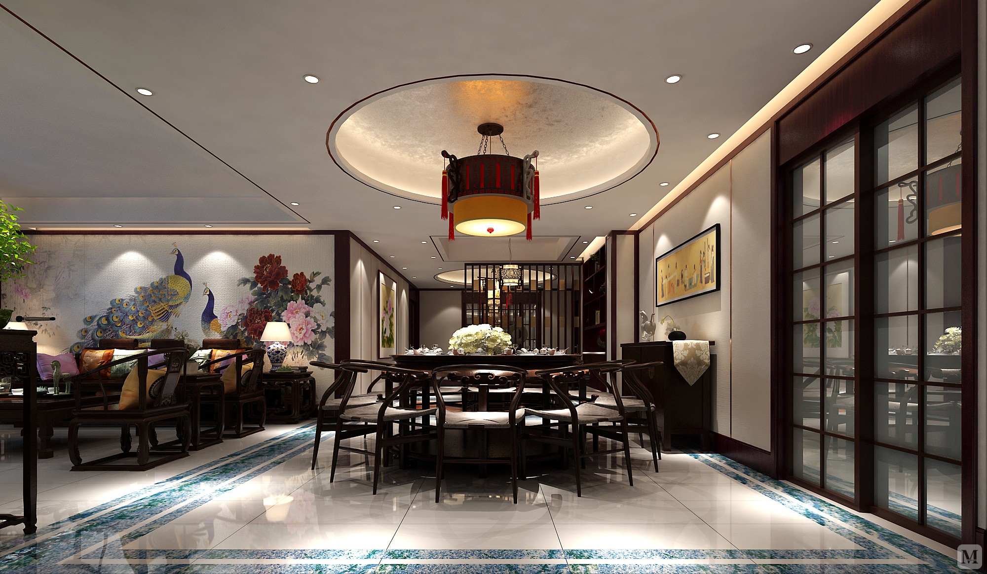 中式餐厅餐桌装修效果图 传统大气