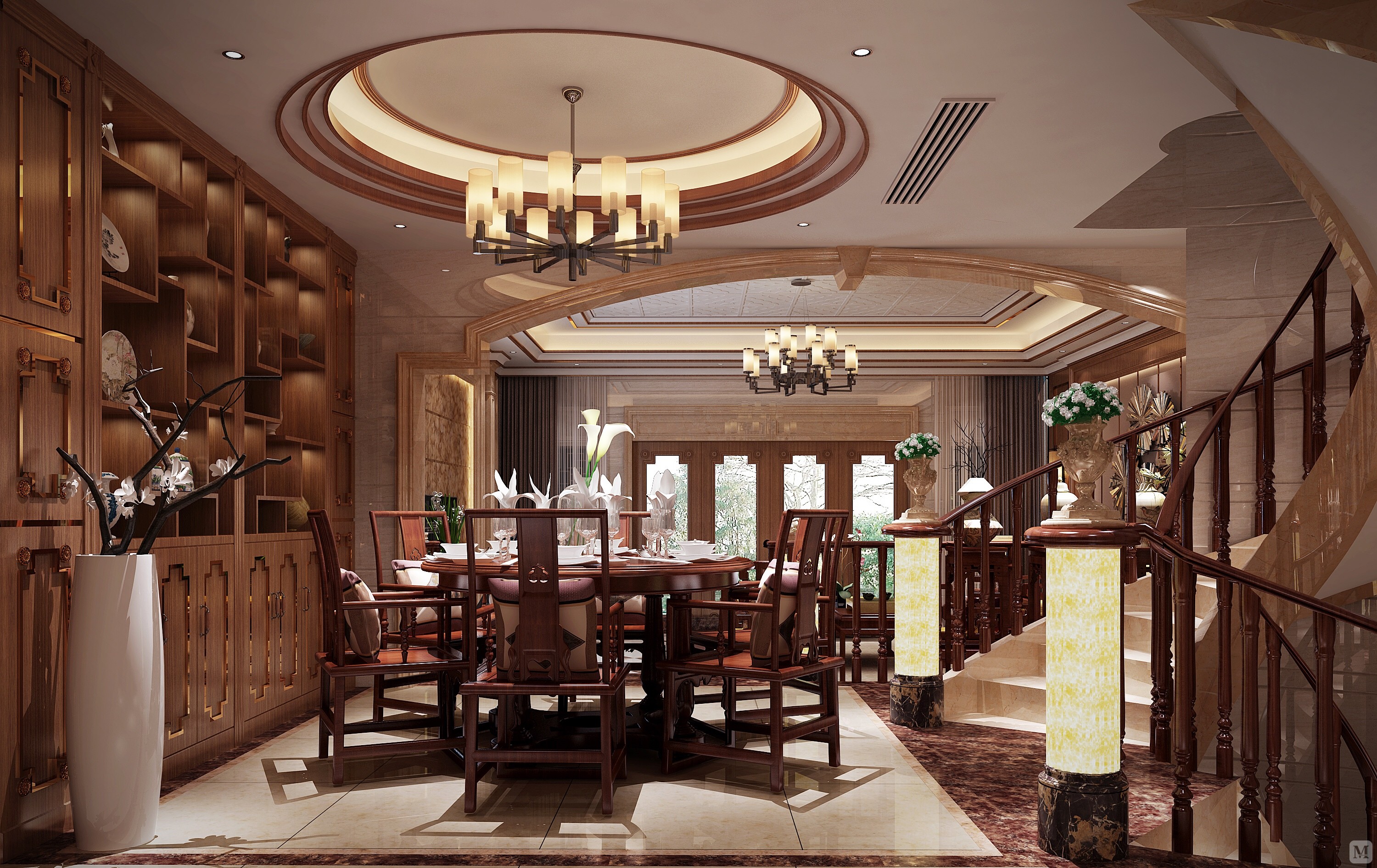 中式风格是以宫廷建筑为代表的中国古典建筑的室内装饰设计艺术风格