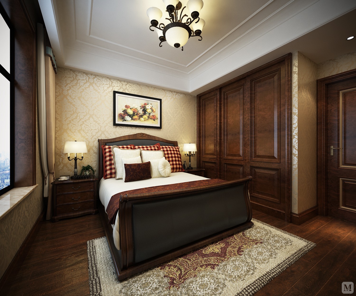 美式卧室吊顶装修效果图