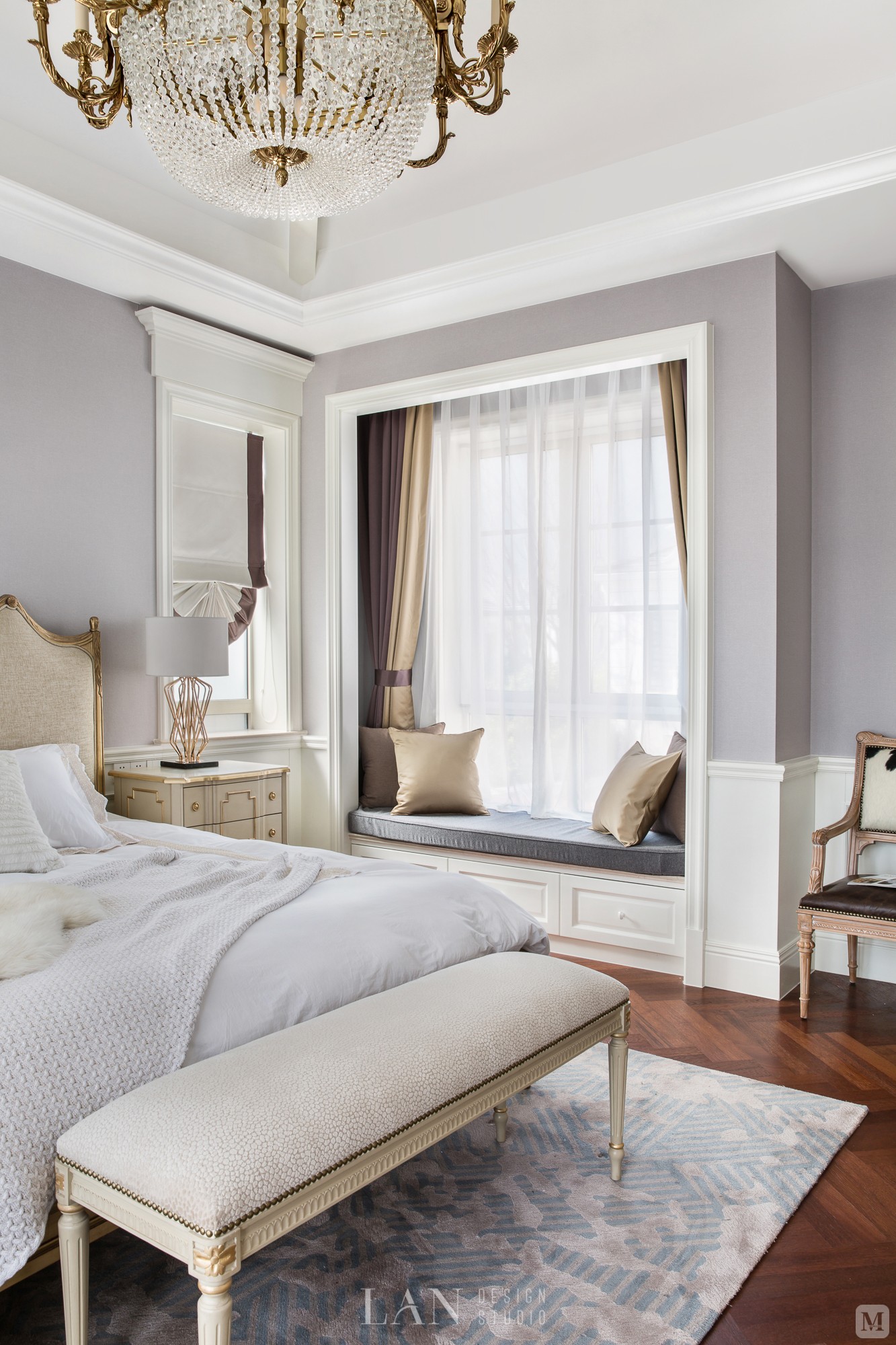 简欧卧室窗帘装修效果图