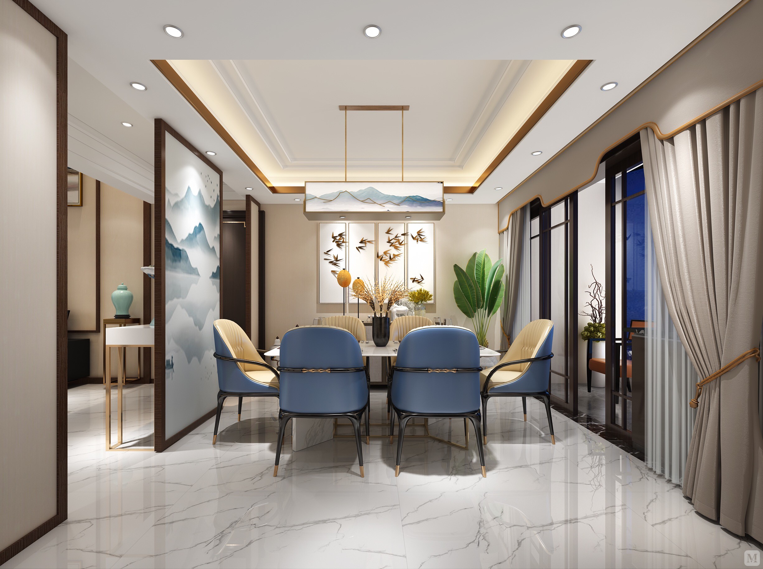 中式餐厅餐桌装修效果图