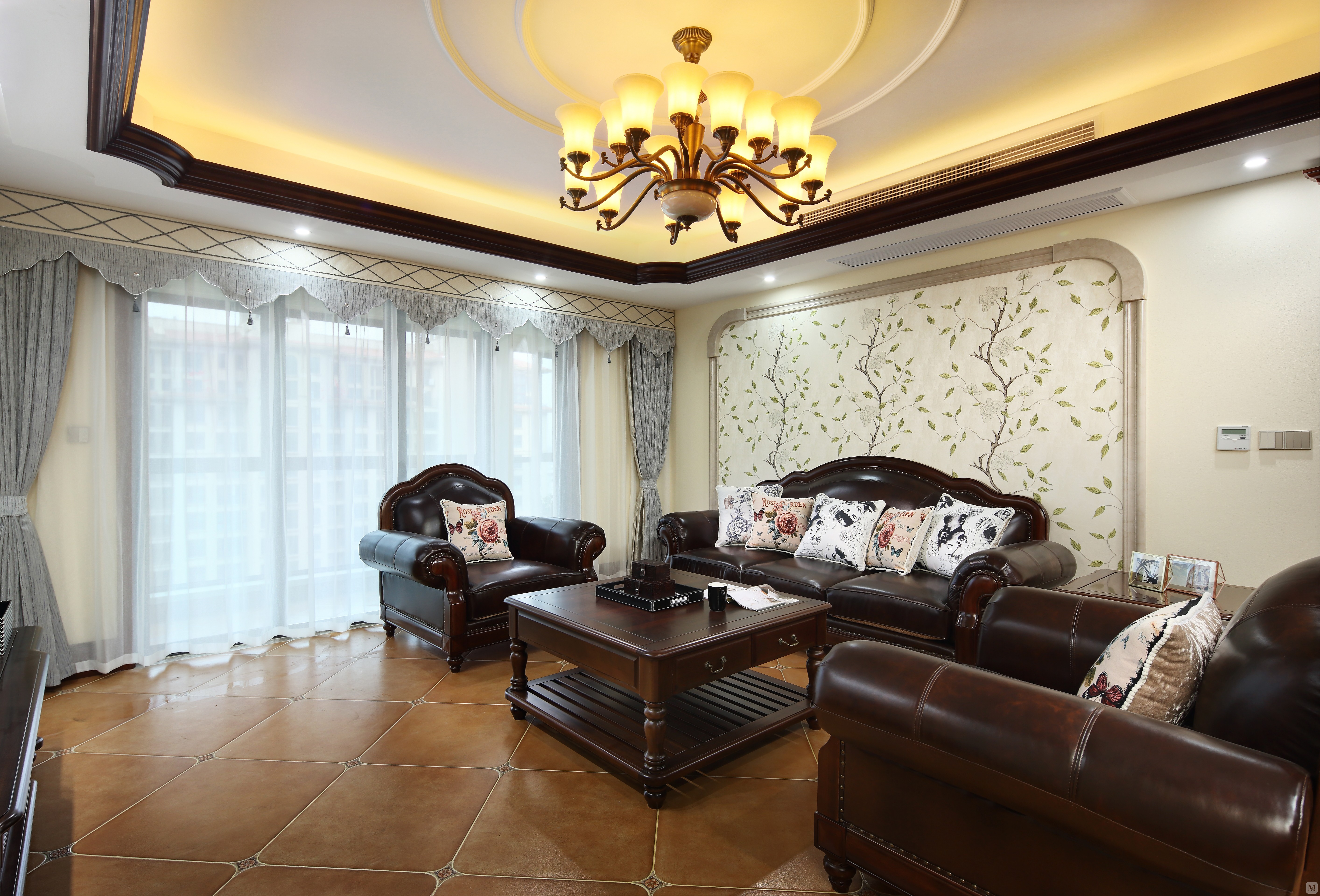 美式客厅背景墙装修效果图