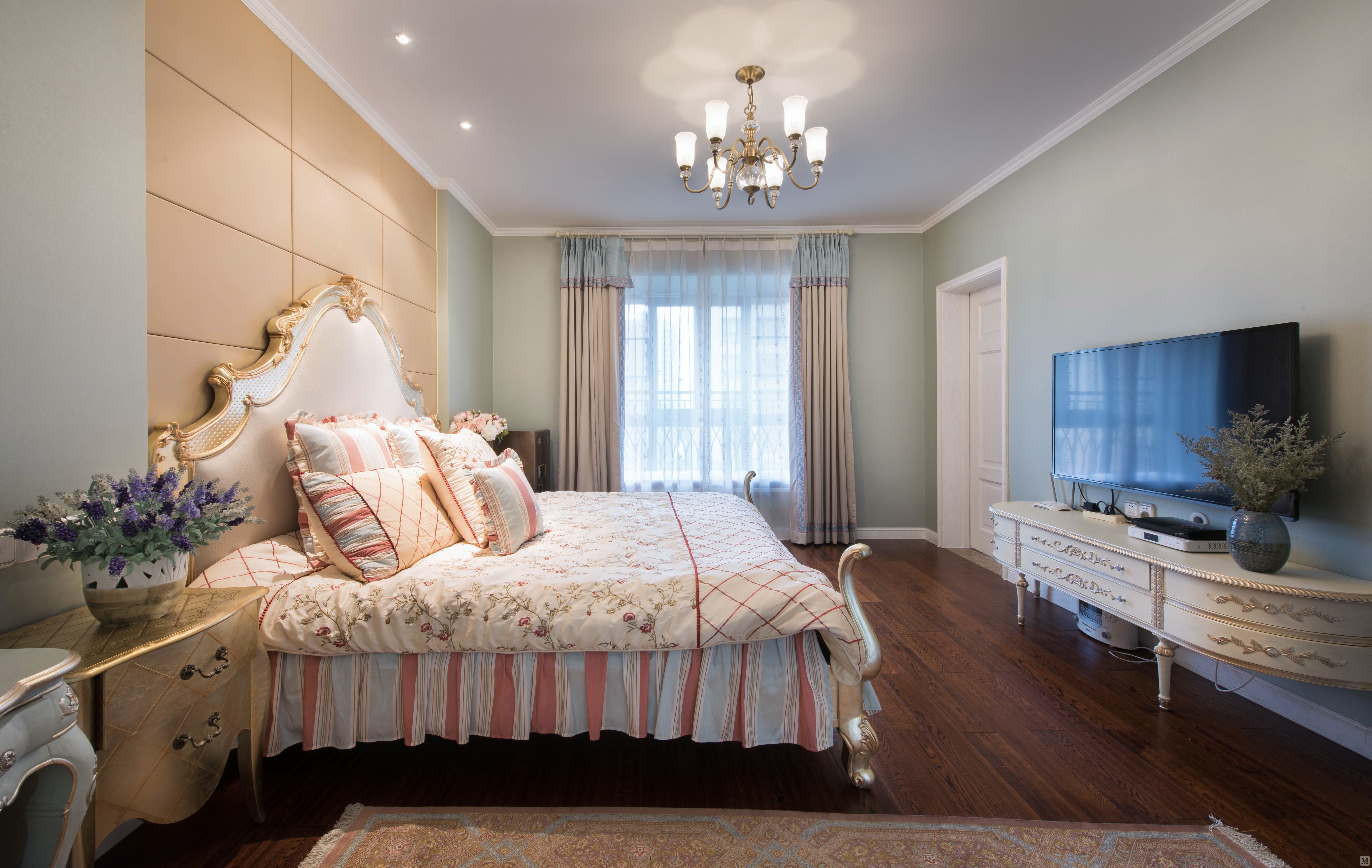 中式卧室窗帘装修效果图