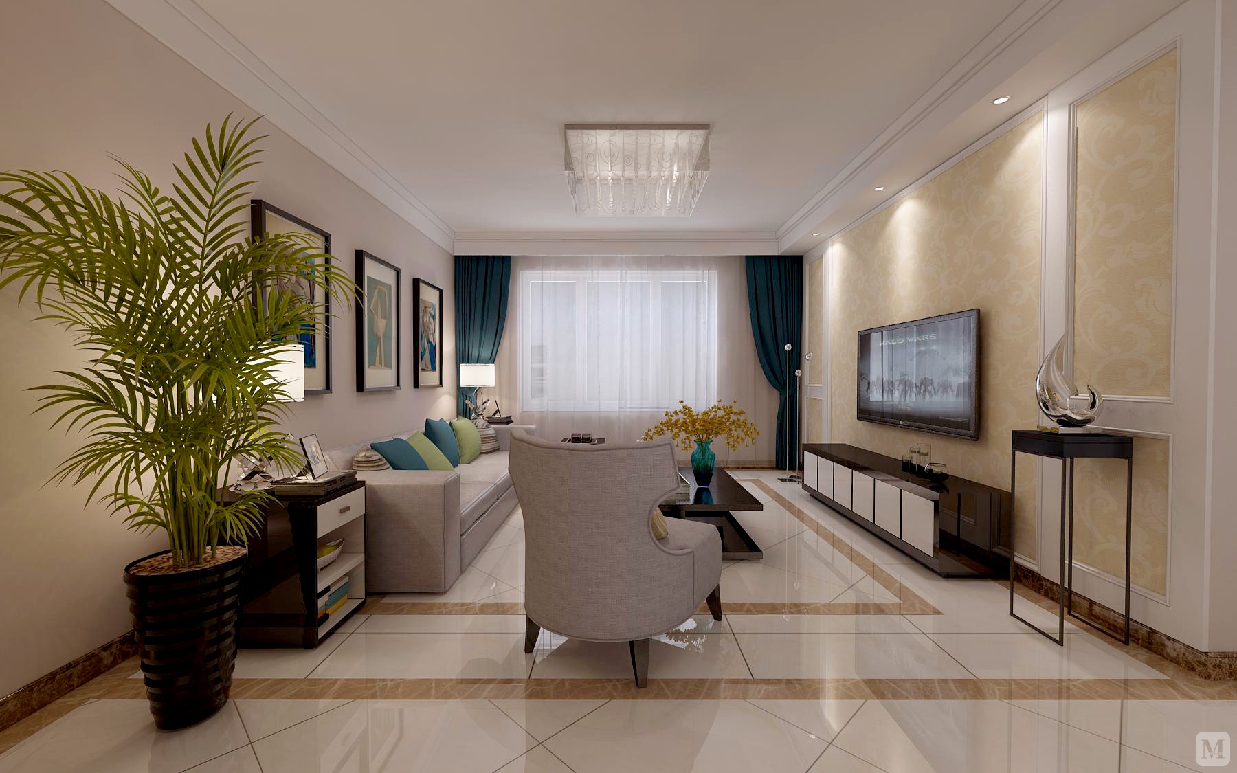 简约客厅背景墙装修效果图