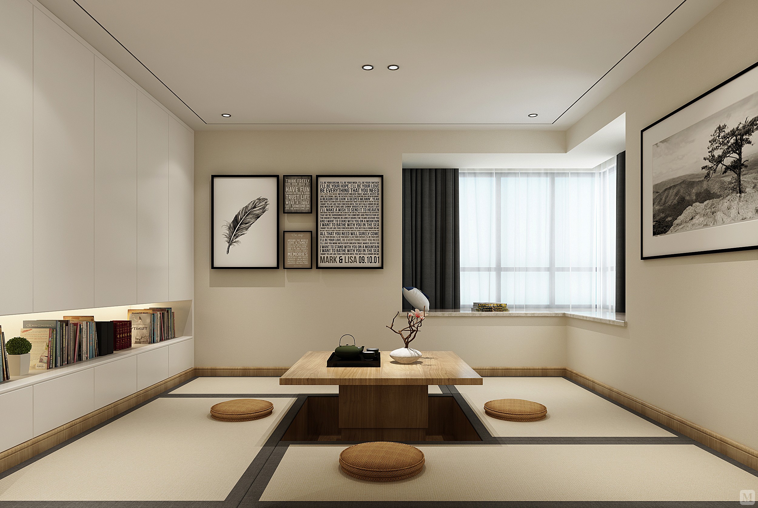 室内墙面,地面,吊顶以及家具陈设乃至灯具器皿等均以简洁的造型,纯洁