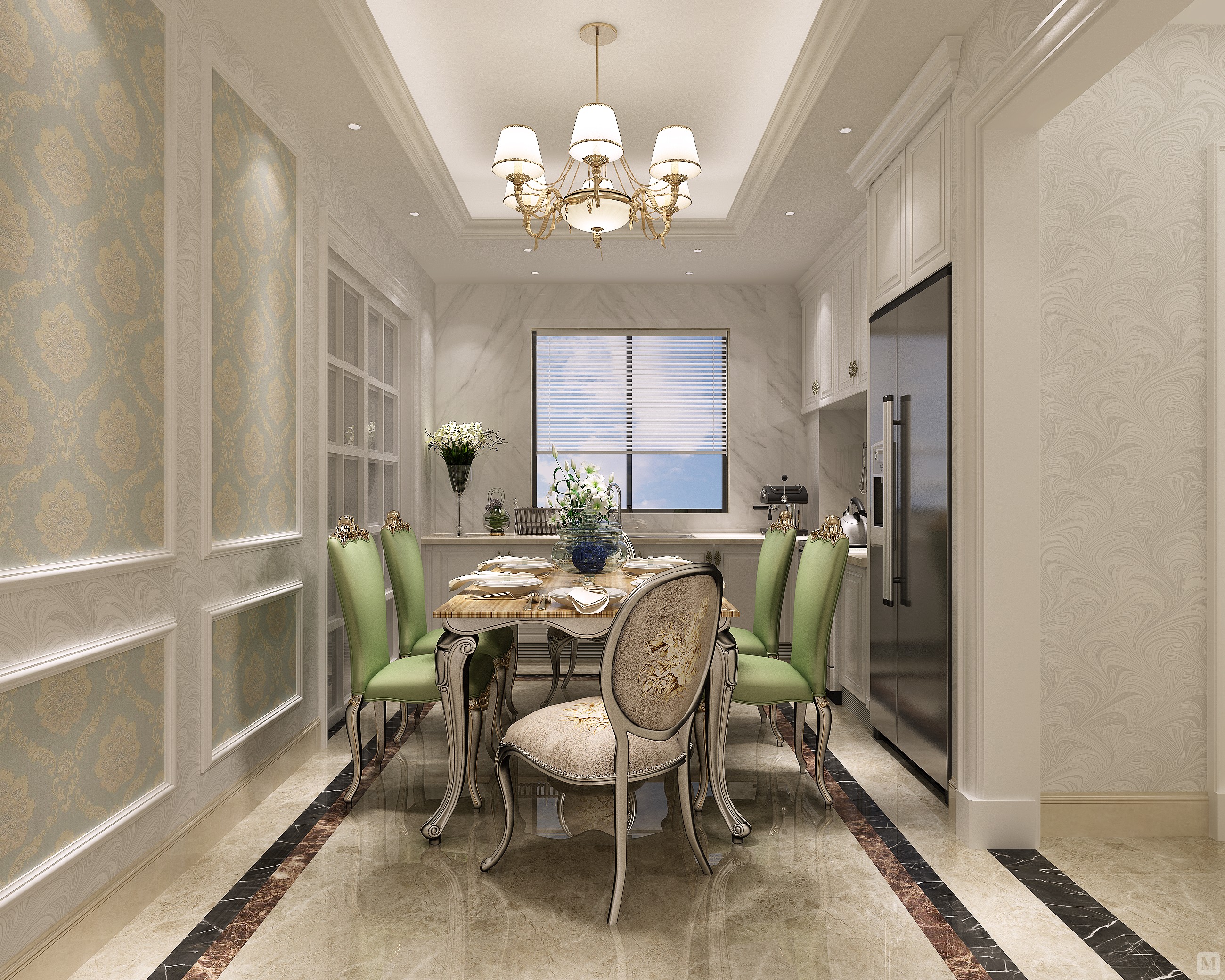 但是纯正的古典欧式风格适用于大户型与大空间,在中等或较小的空间里