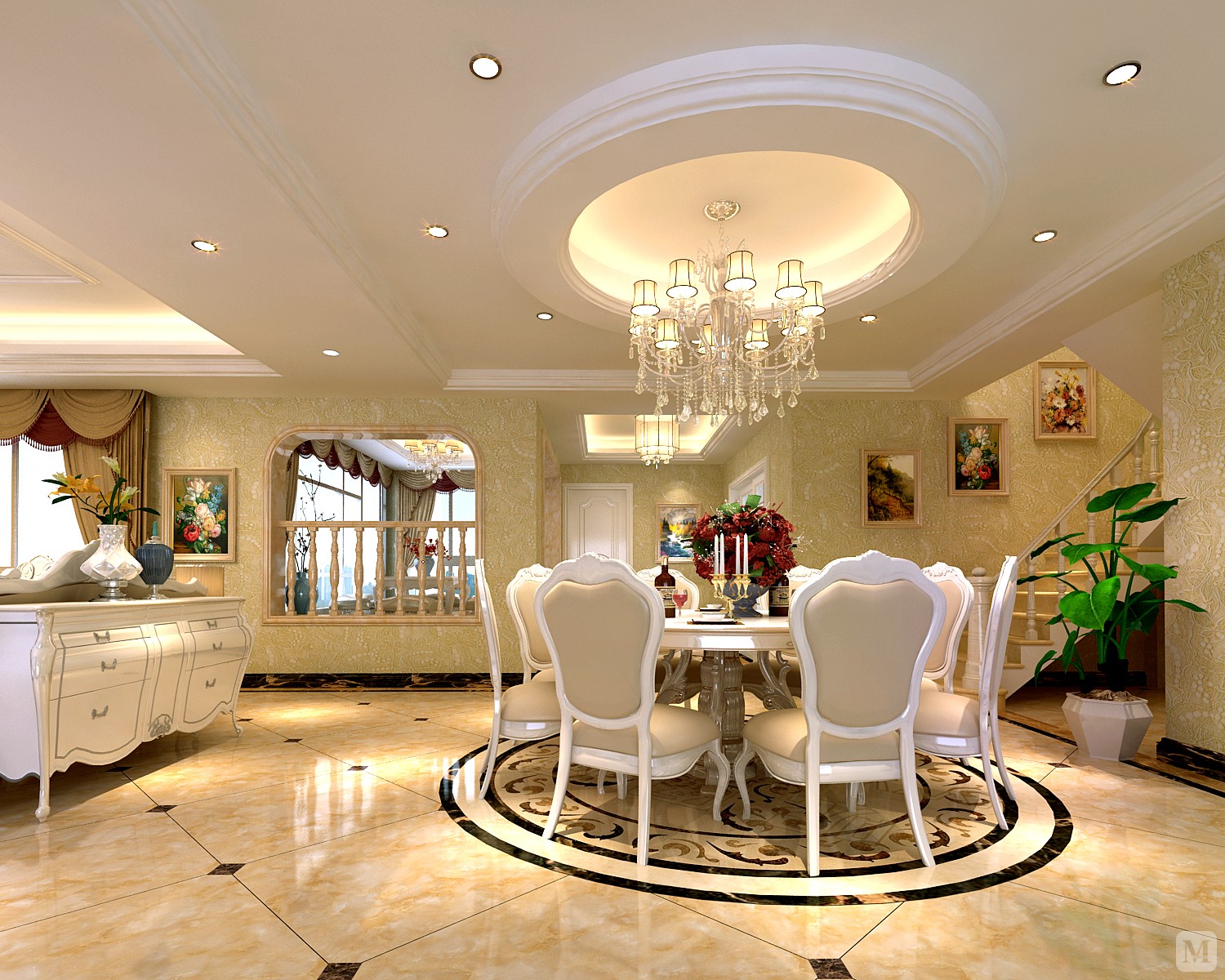 6万250㎡简欧复式装修绿地世纪花城简欧风