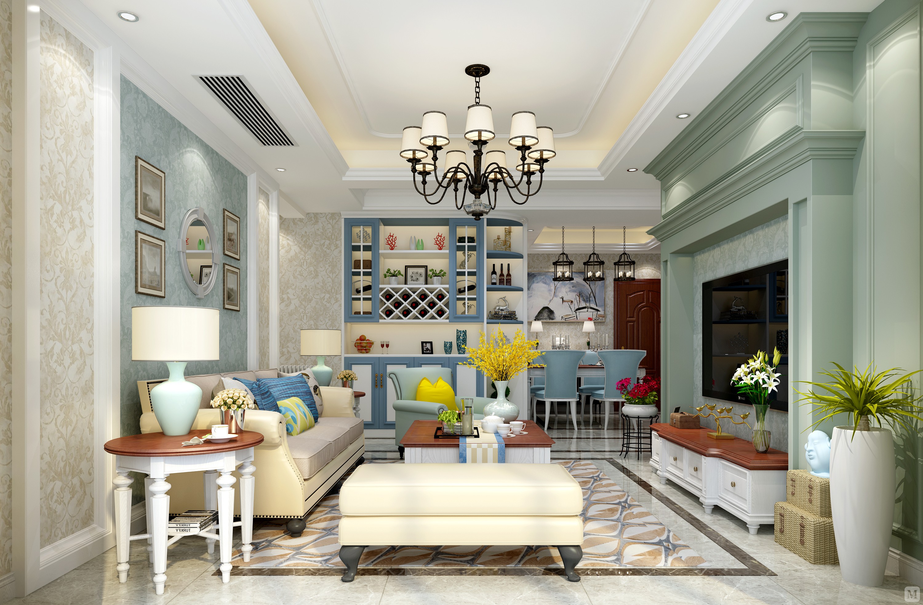 花饰,丰富的木线变化,富丽的窗帘帷幄是西式传统室内装饰的固定模式