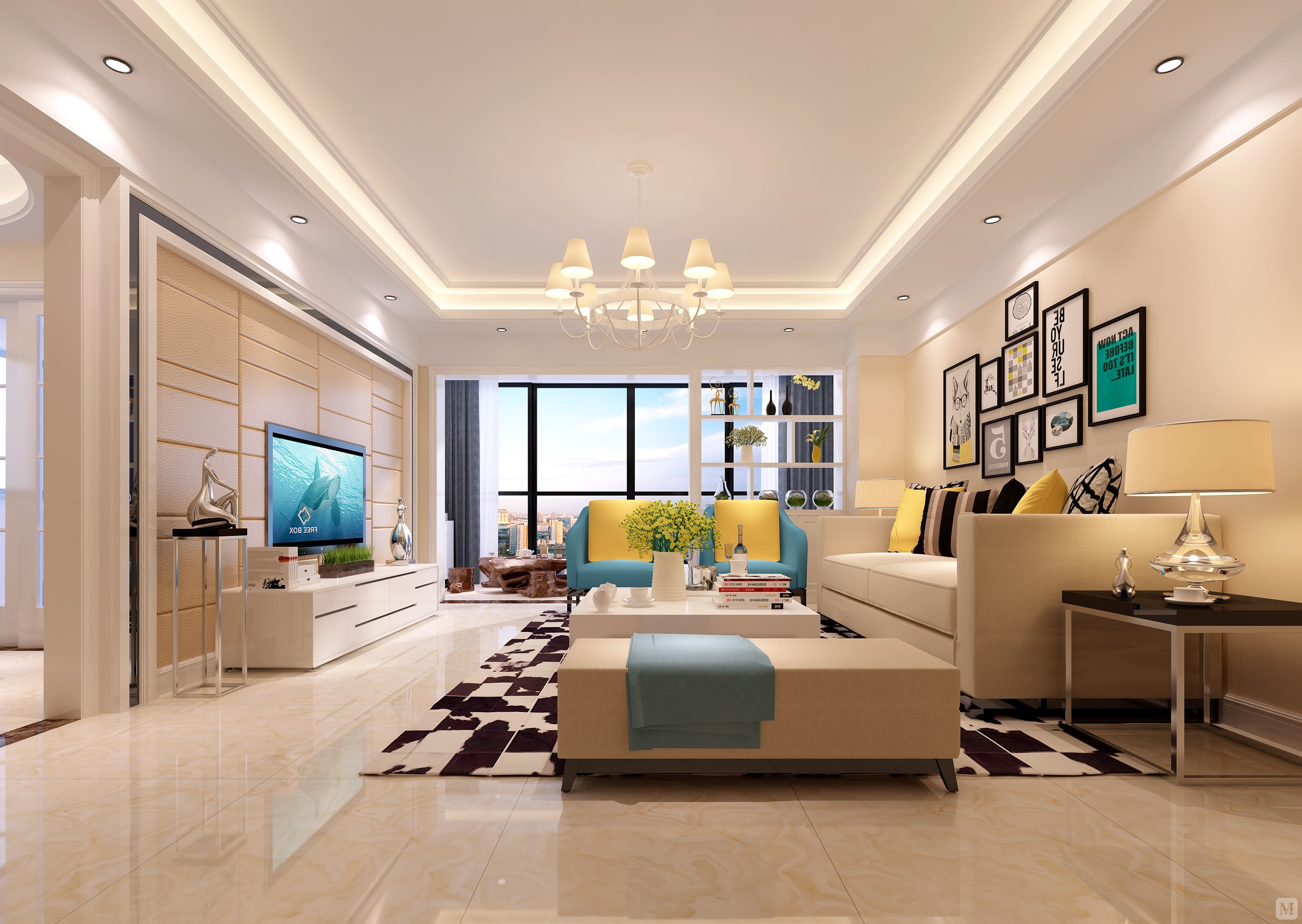 4万168㎡简约四房装修现代简约小清新美宅-红星美凯龙家装效果图