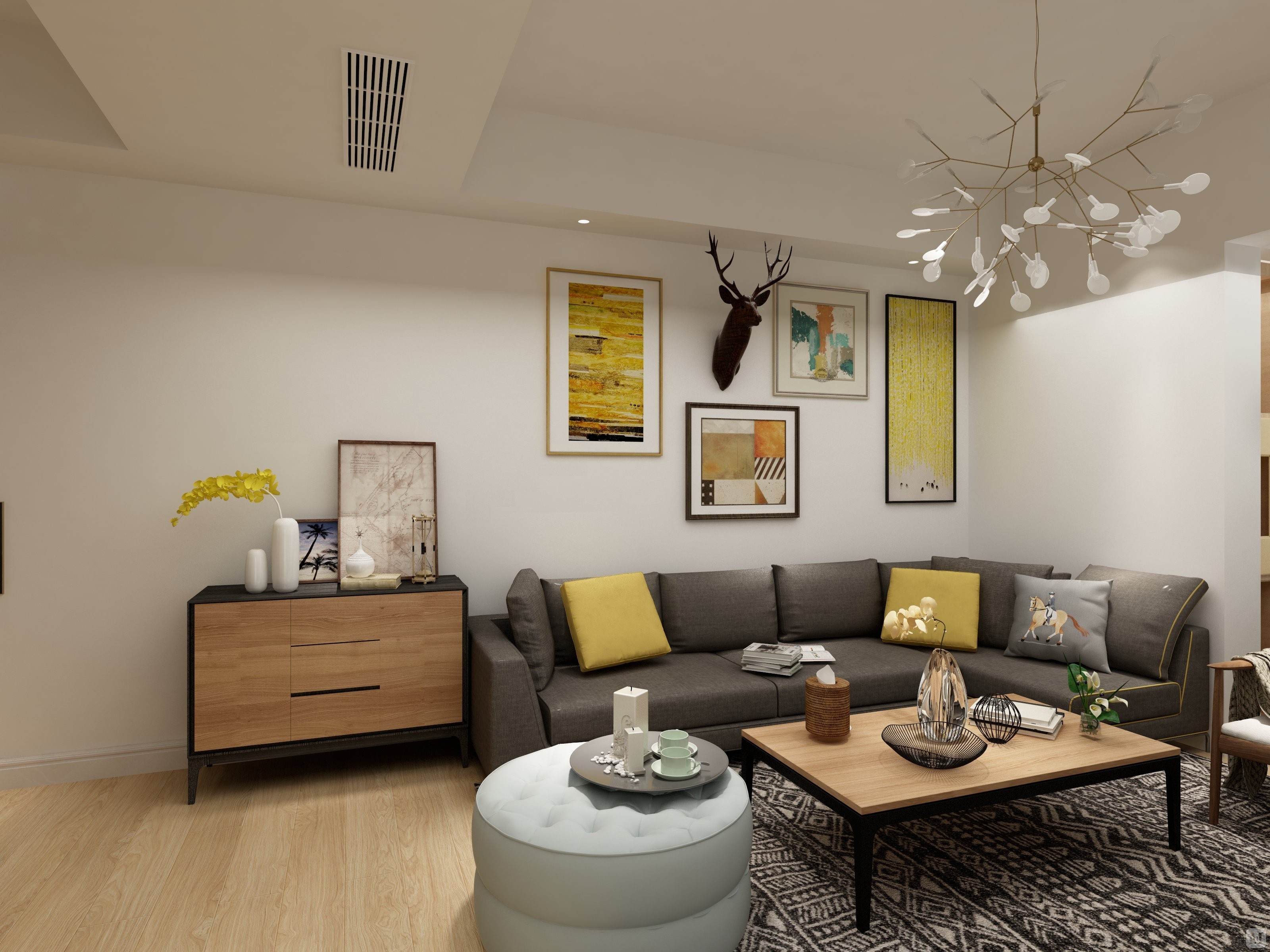 7万97㎡简约三房装修东湖国际居家设计