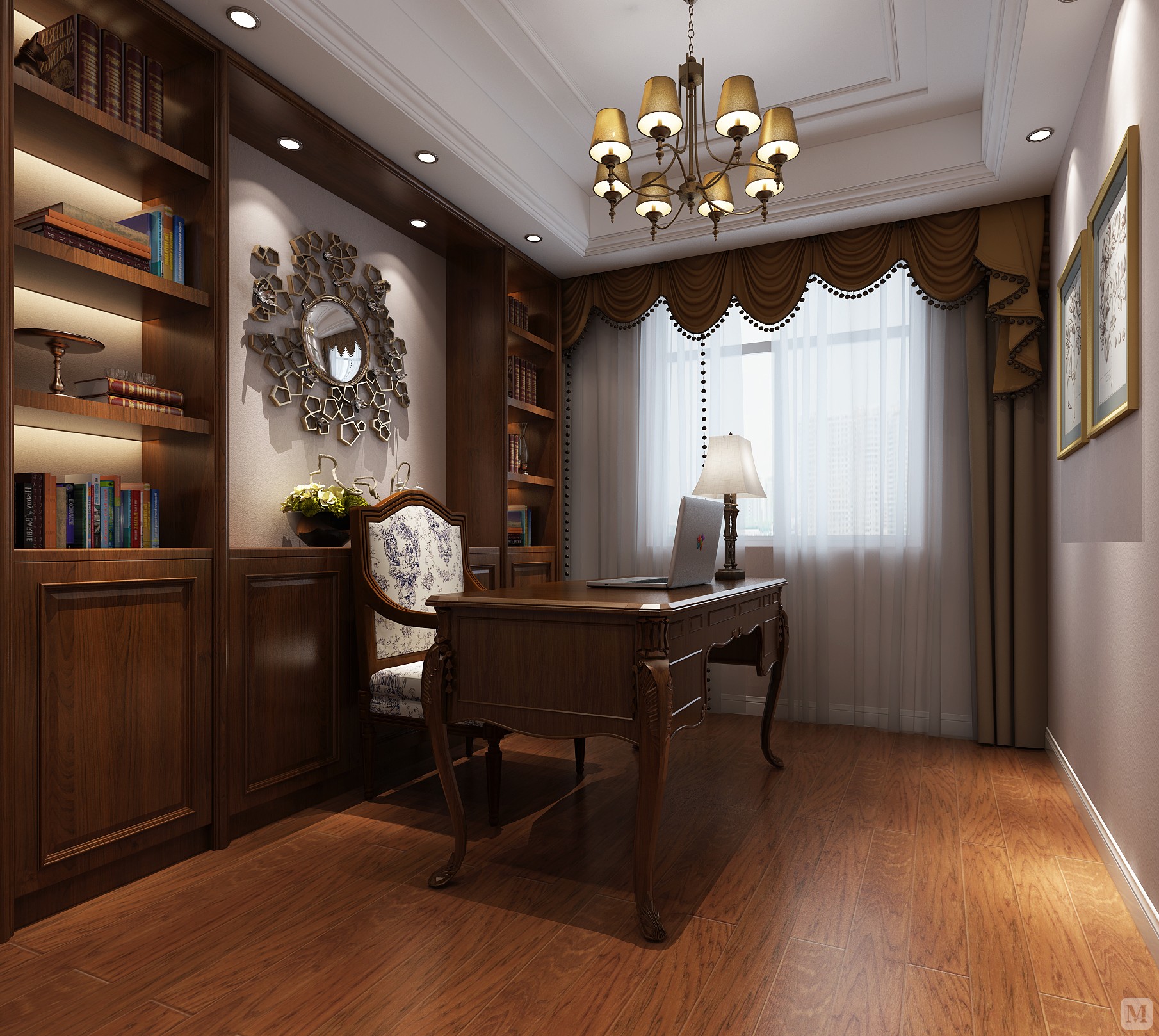 美式书房吊顶装修效果图