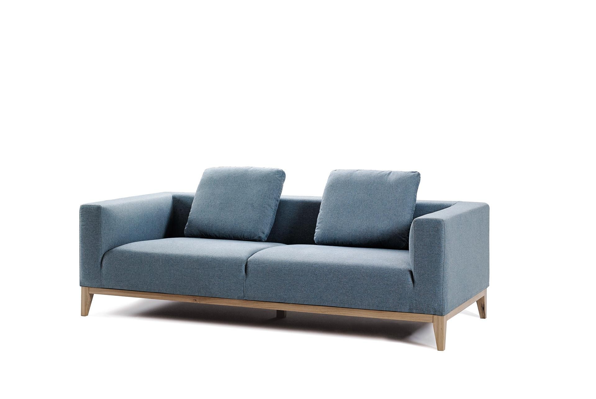 挪亚家 蓝布面沙发 简约风格,橡木