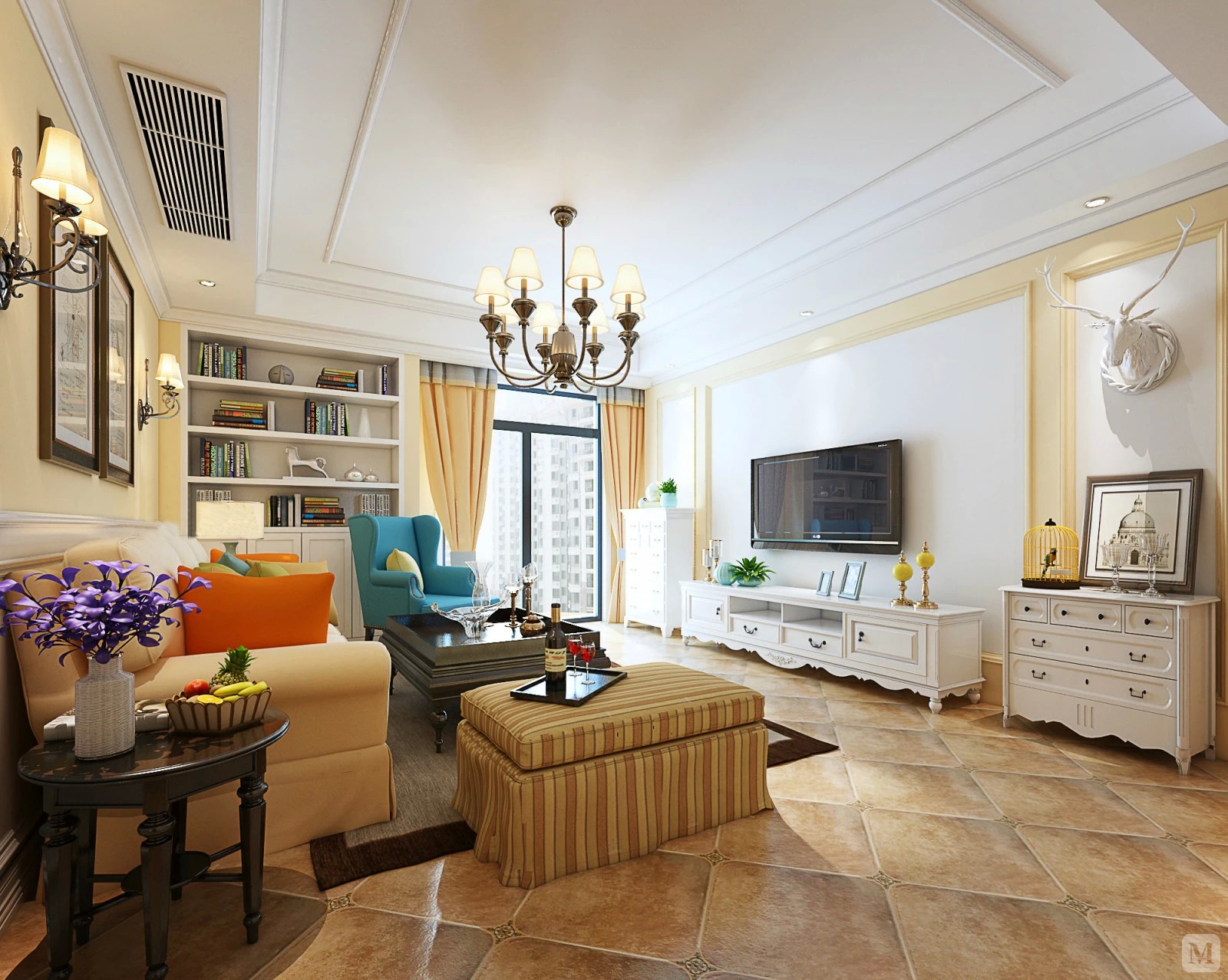 24.8万120㎡美式三房装修豪放粗狂的美式风格