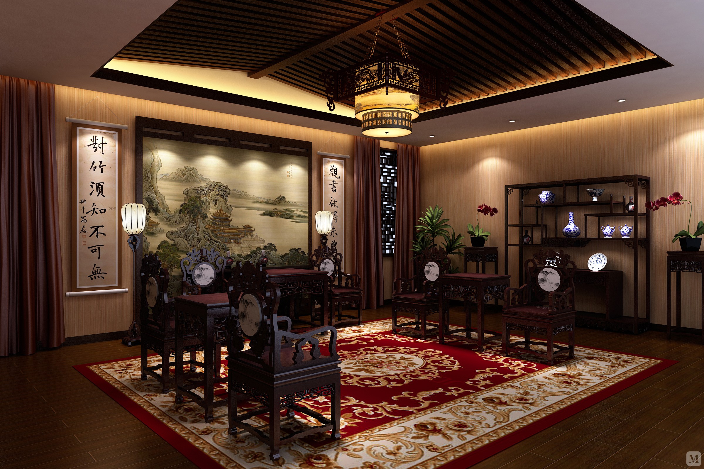 98.0万475㎡中式别墅装修中式园林美墅大宅