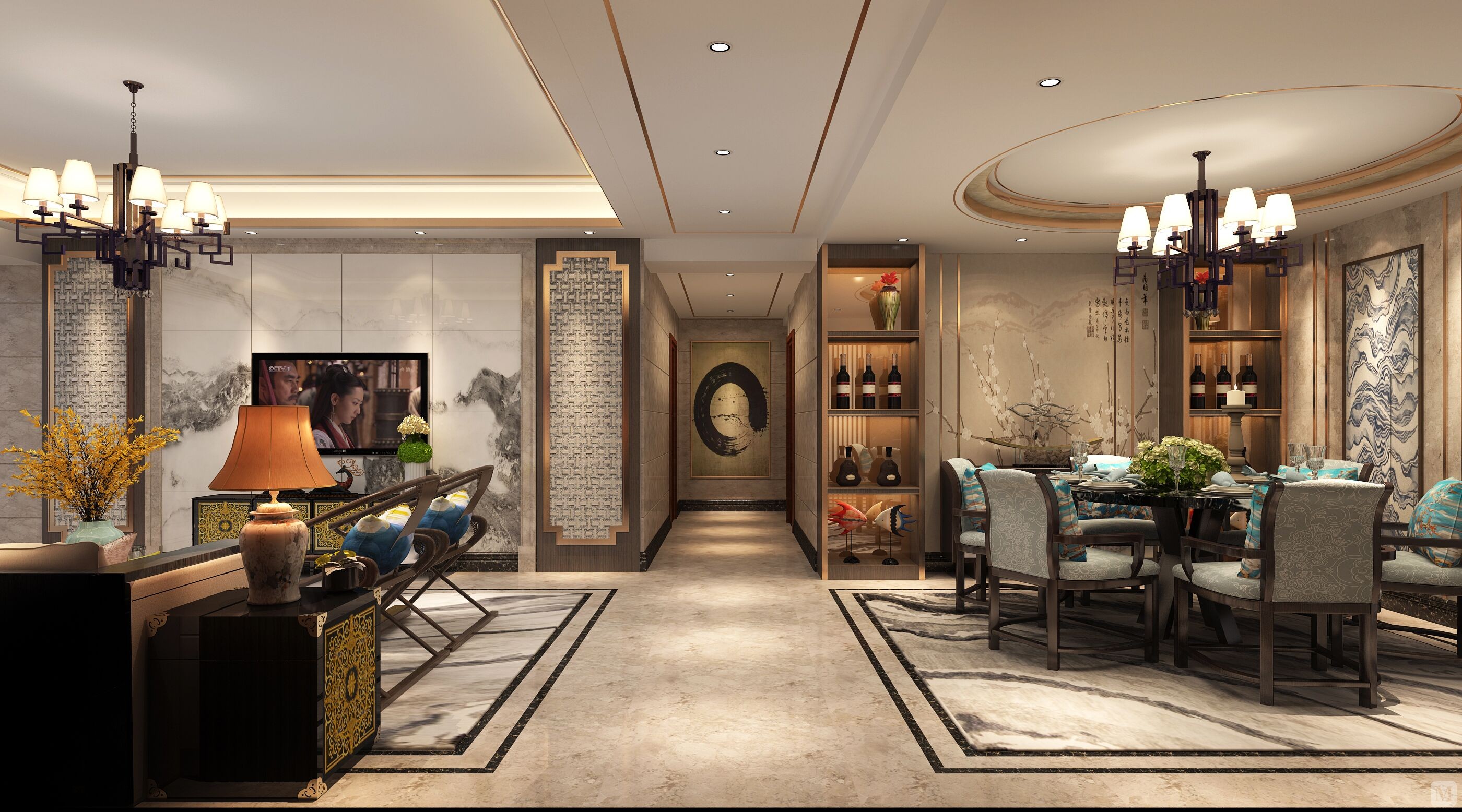 新中式将传统元素与现代设计手法巧妙融合,既体现中国传统文化的神韵