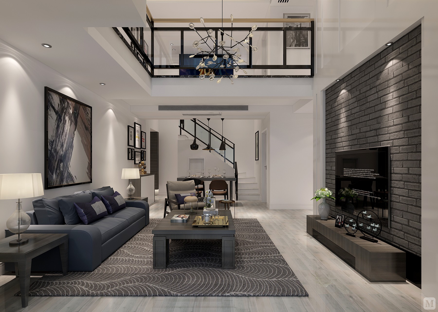 8万285㎡简约复式装修巴厘右岸·后现代风格