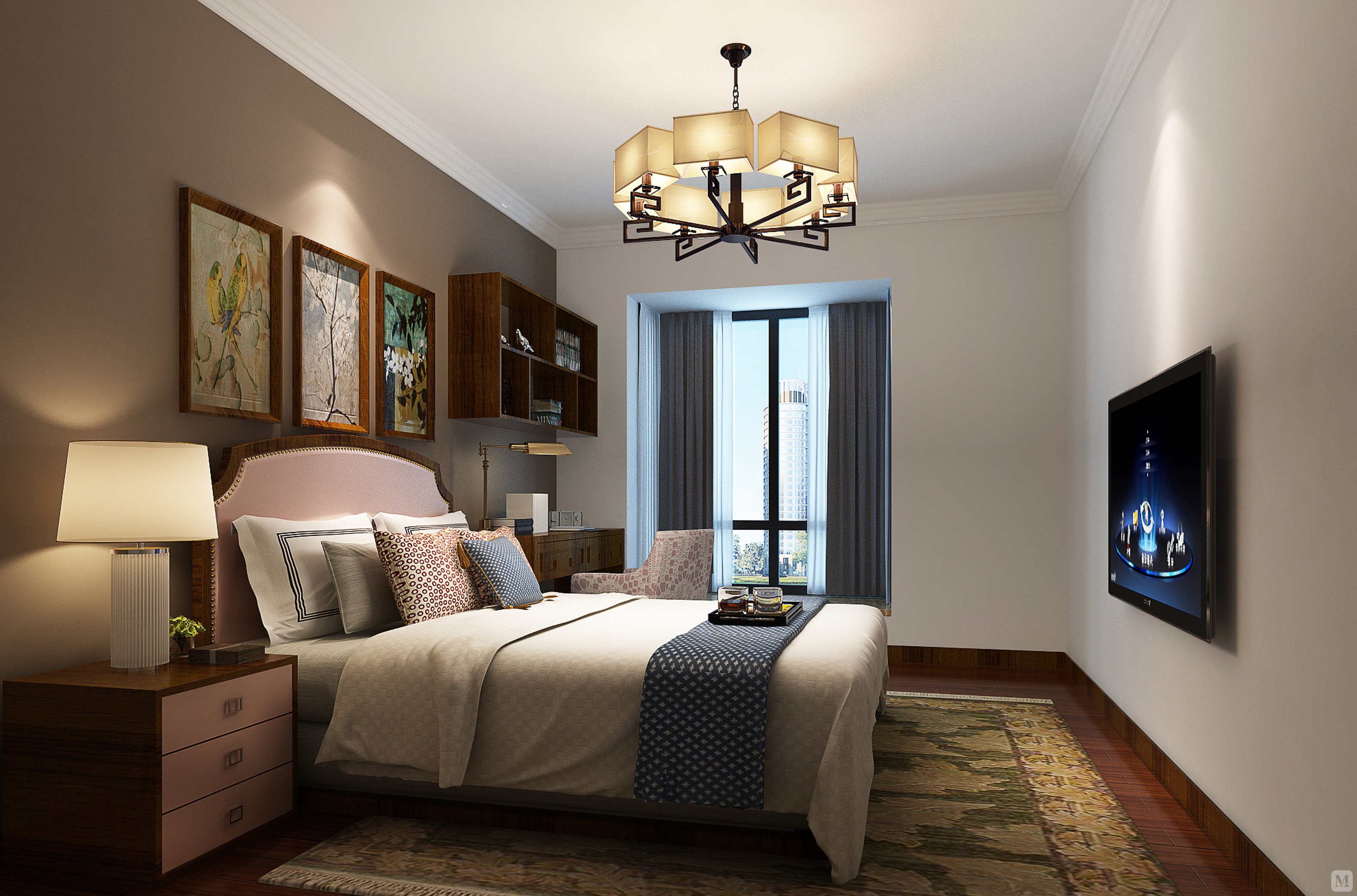 29.5万163㎡简约四房装修水岸龙腾现代简约风格-红星美凯龙家装效果图