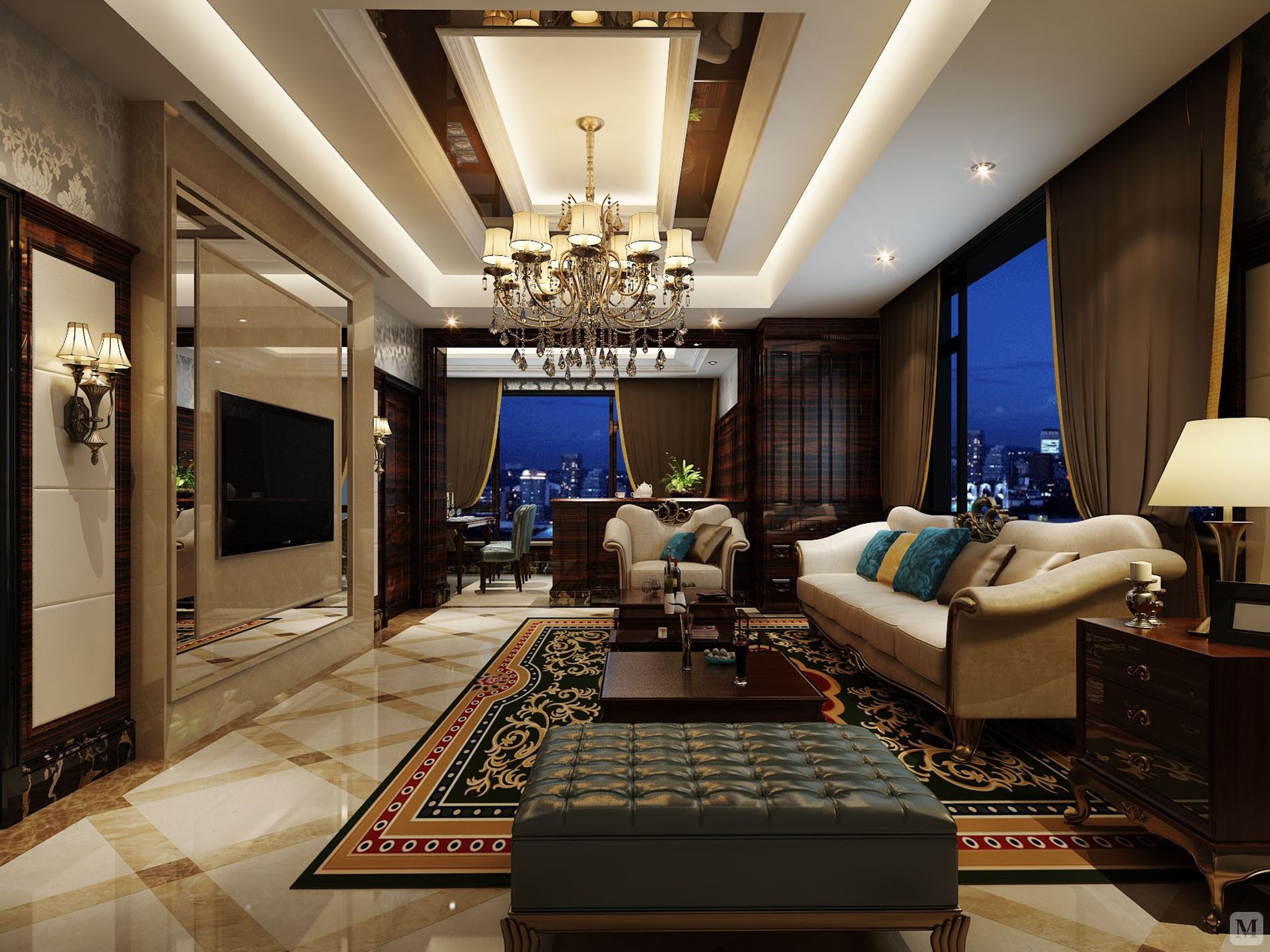 59.0万275㎡简欧别墅装修康颐园小区装修案例