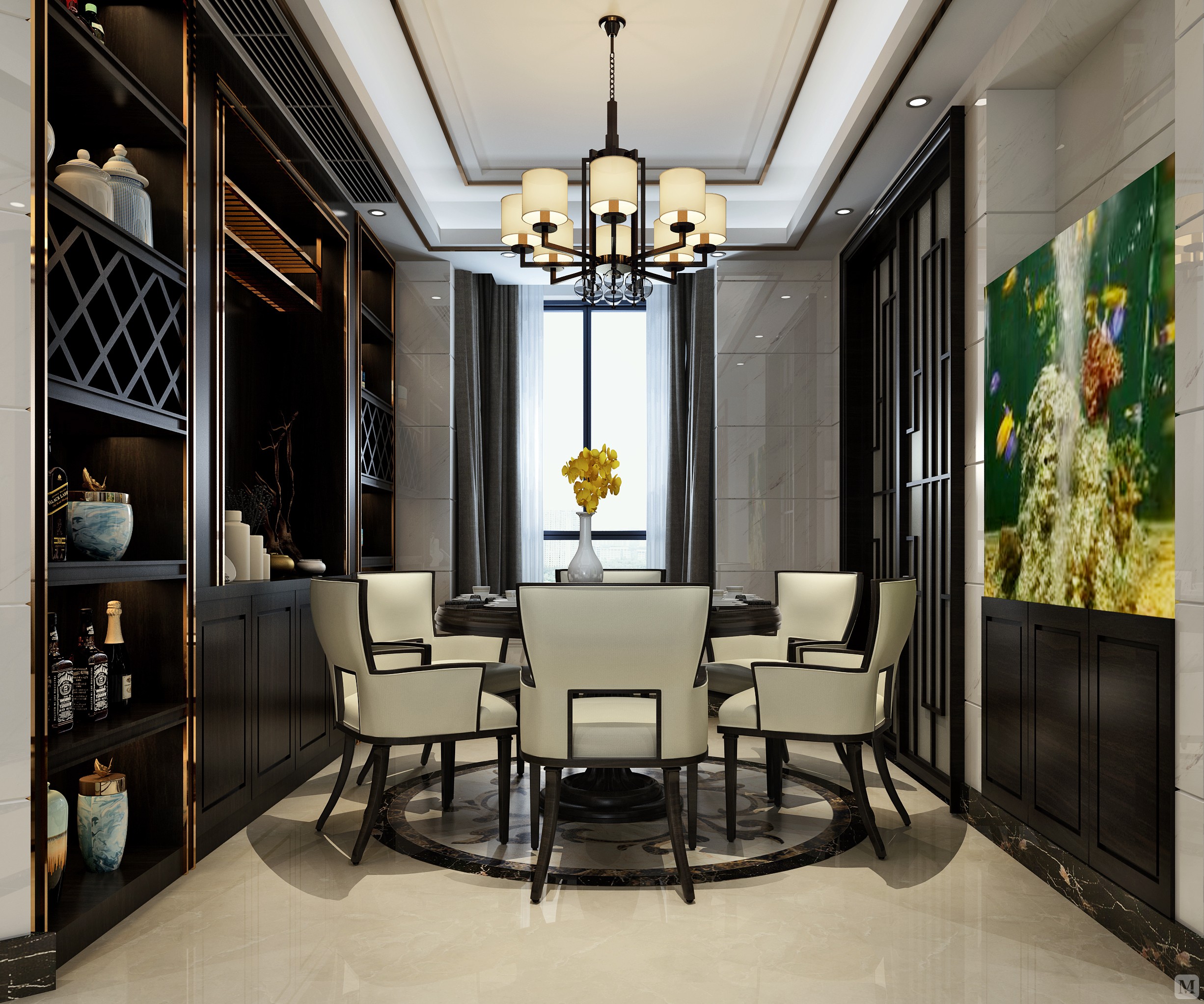 中式餐厅背景墙装修效果图